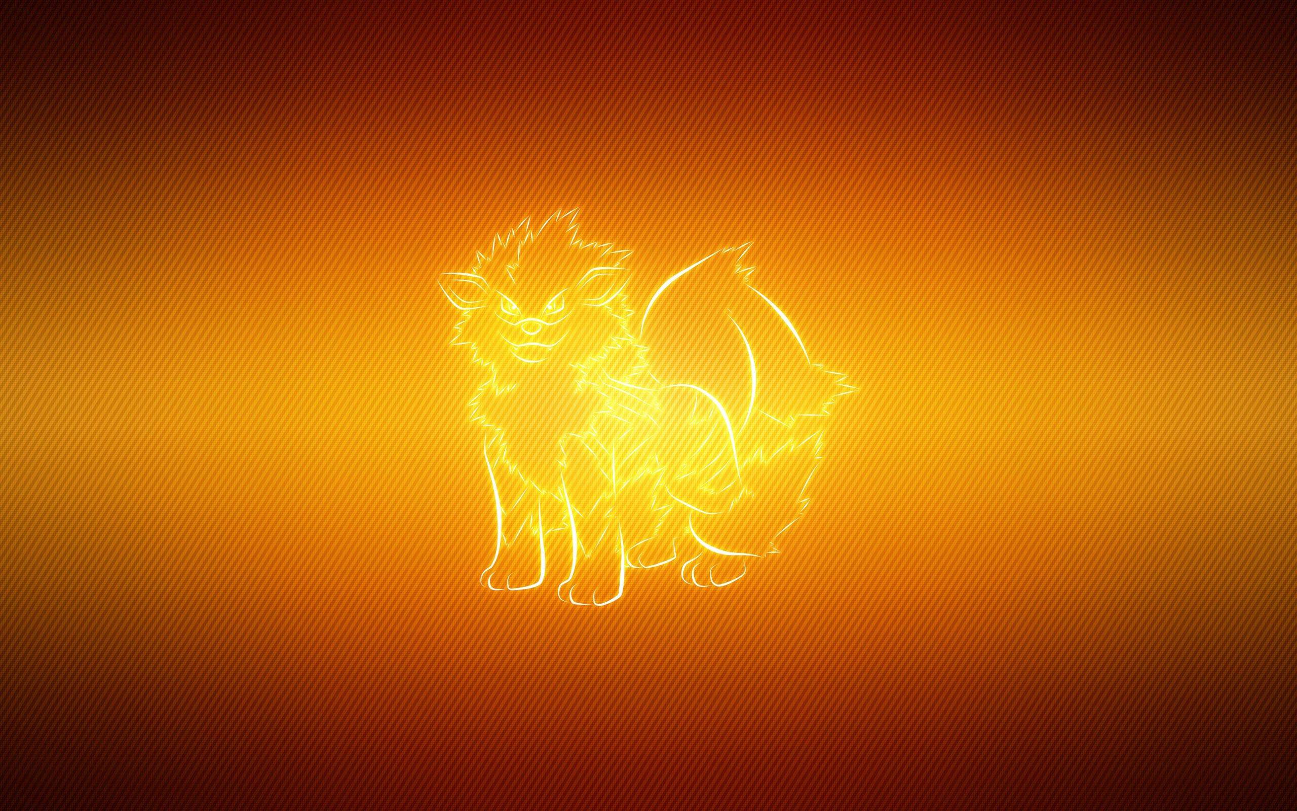 Arcanine Mwitu Anazurura Katika Jiji la Taa za Neon. Picha ya Ukuta