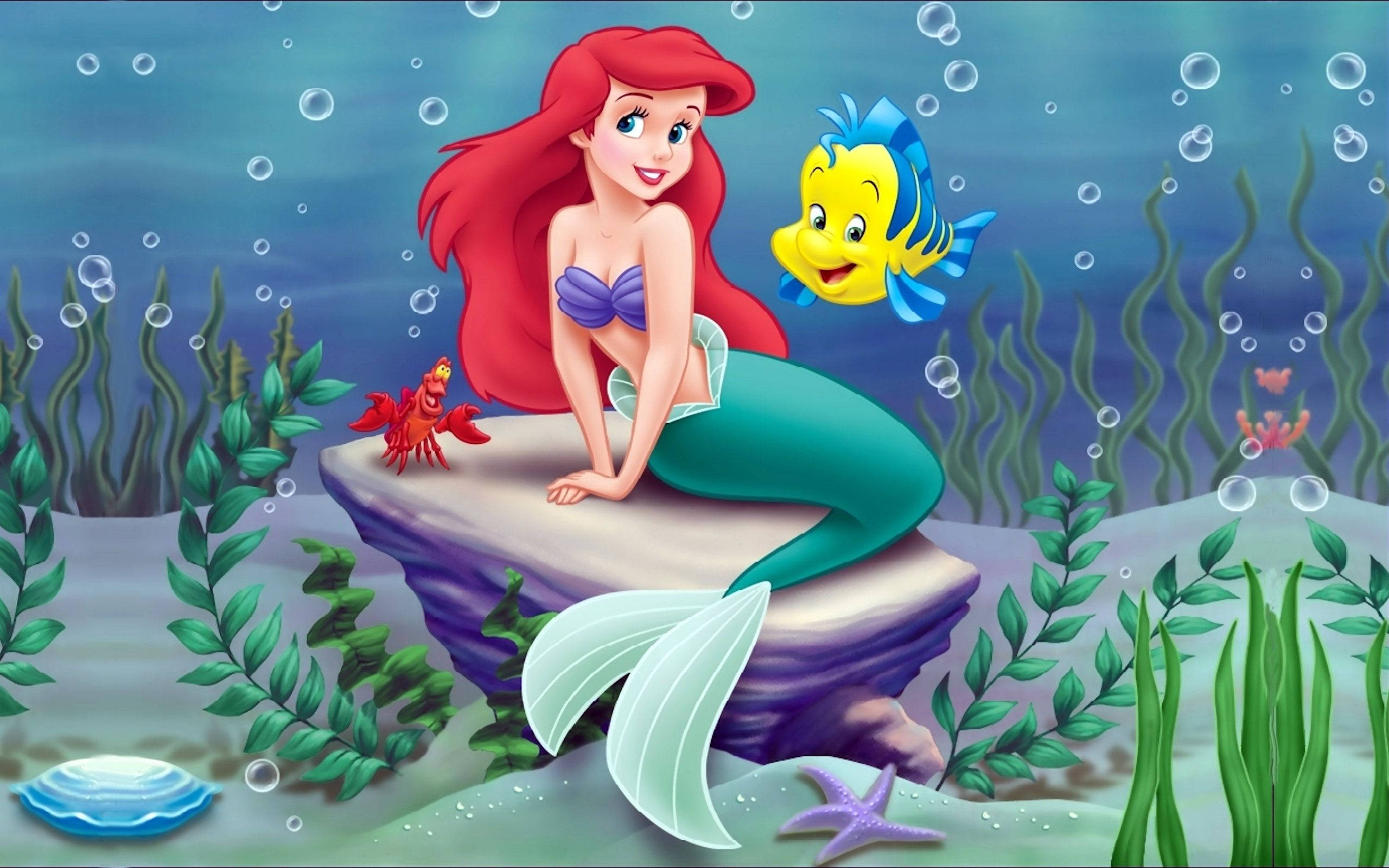 Ariel na Flounder kutoka 'The Little Mermaid' ya Disney Picha ya Ukuta