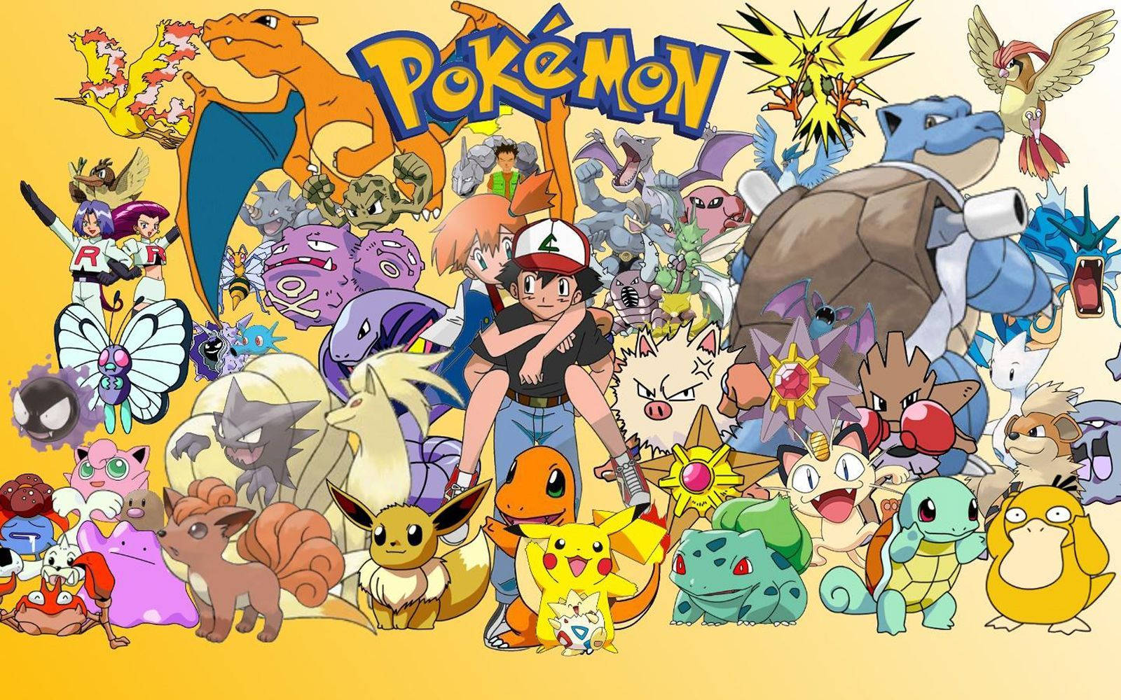 Ash Ketchum na Misty wanachunguza ulimwengu wa Pokemon Picha ya Ukuta