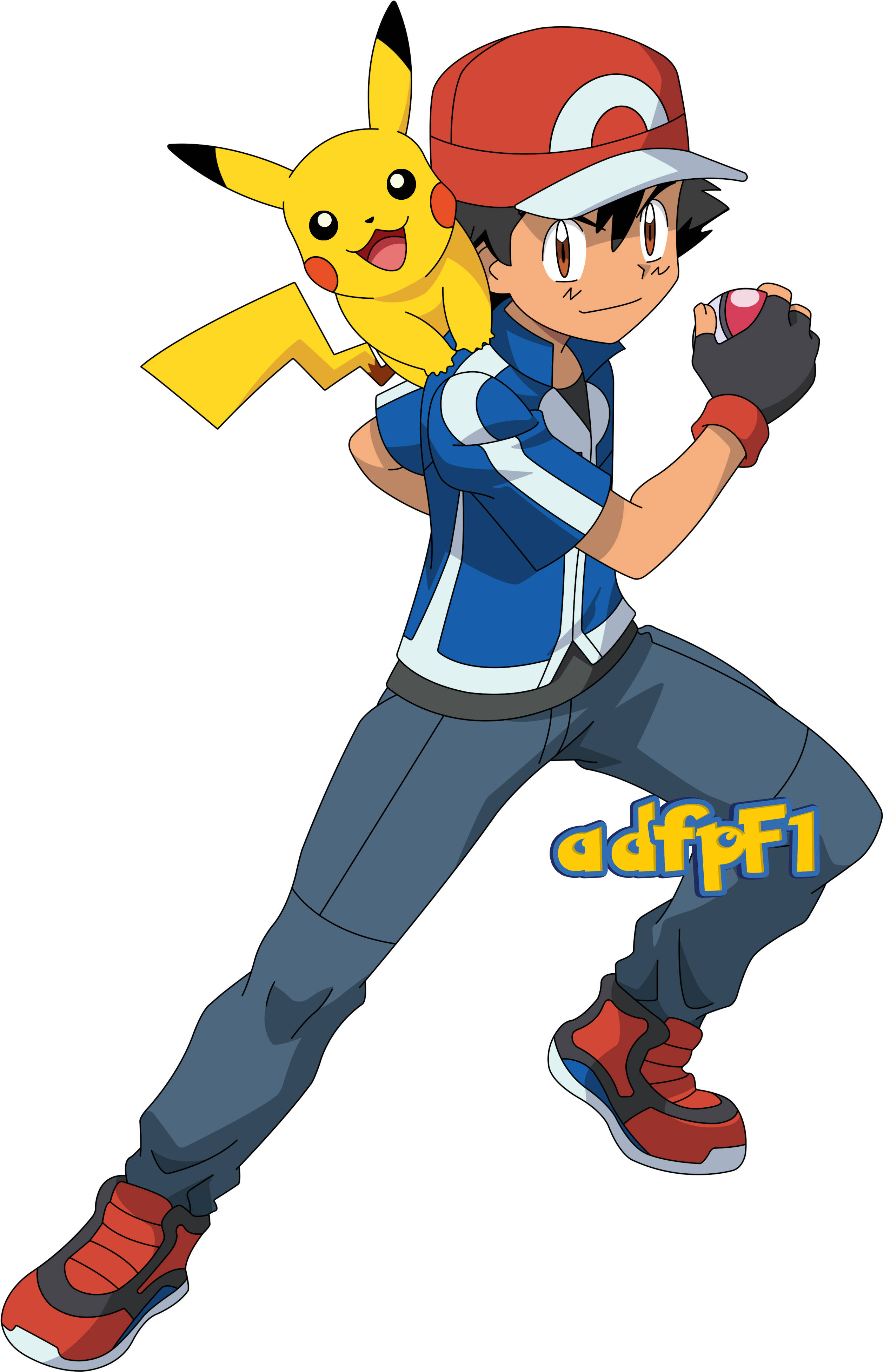 Ash na Pikachu HD Pozi ya Kukimbia Picha ya Ukuta