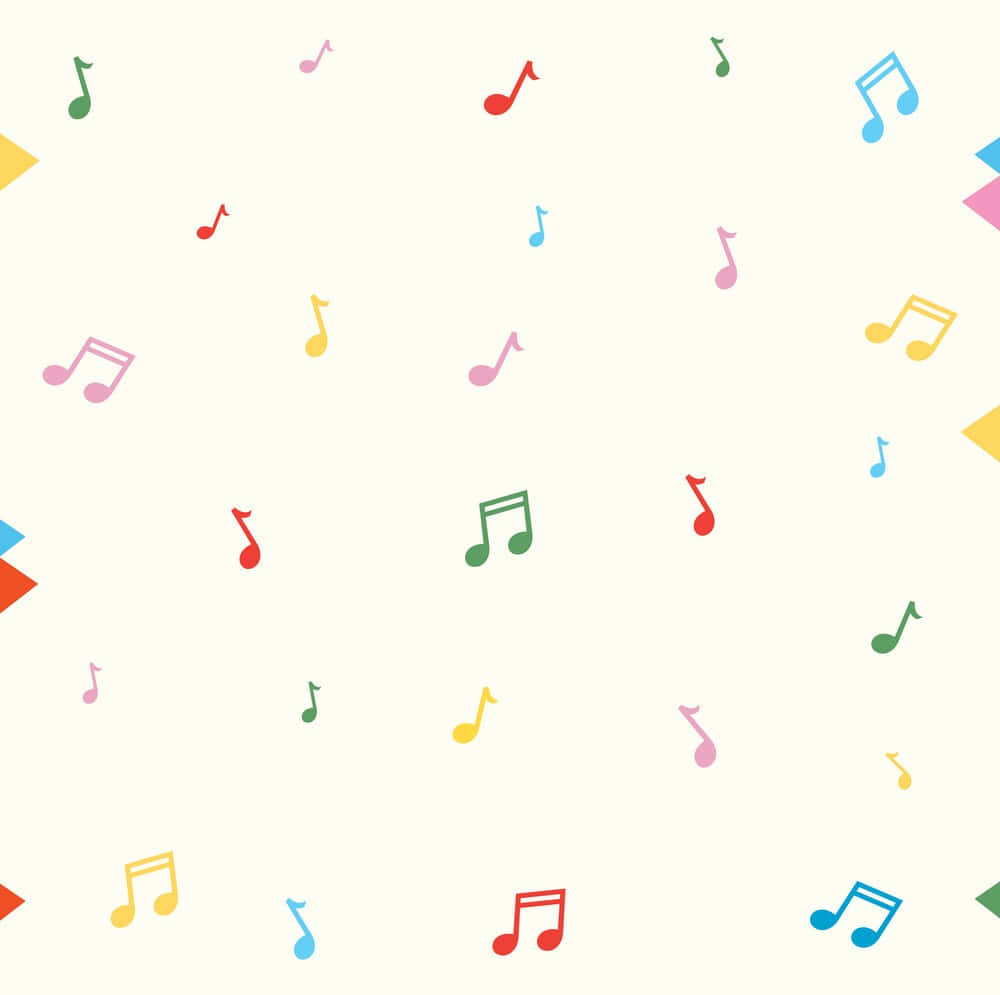 Asili Ndogo na ya Rangi za Noti za Muziki Picha ya Ukuta