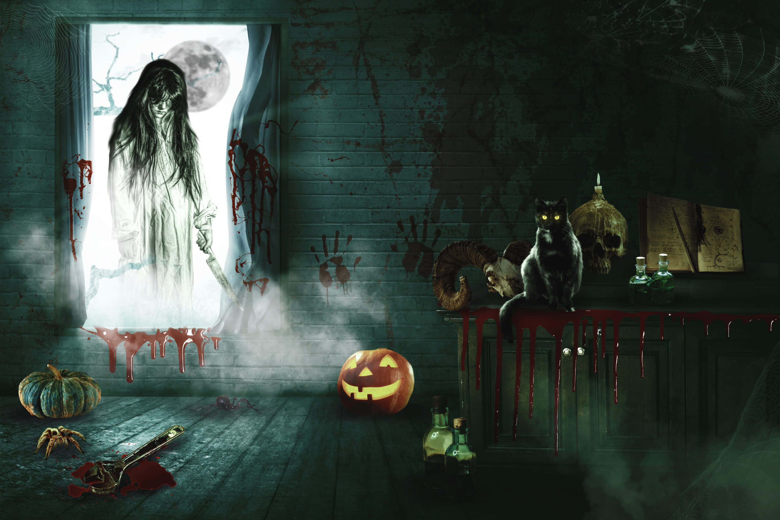 Asili ya Kutisha ya Halloween Picha ya Ukuta