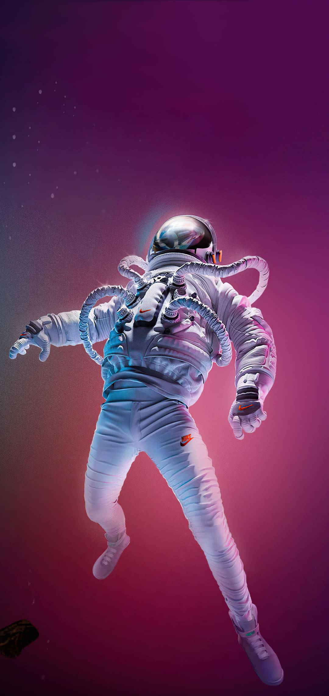 Astronaut Sci Fi Drifting Katika Neon Space Picha ya Ukuta