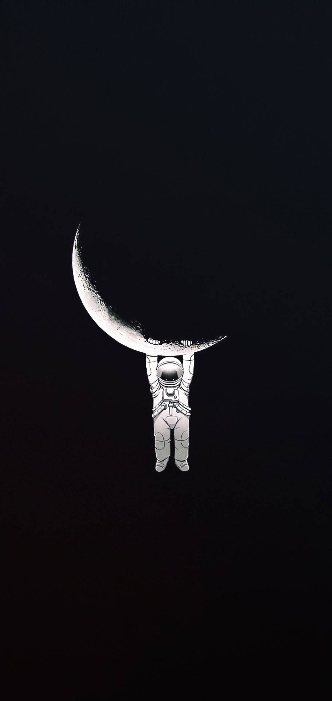 Astronauti Inayotengenea Mwezi na Background Nyeusi Picha ya Ukuta