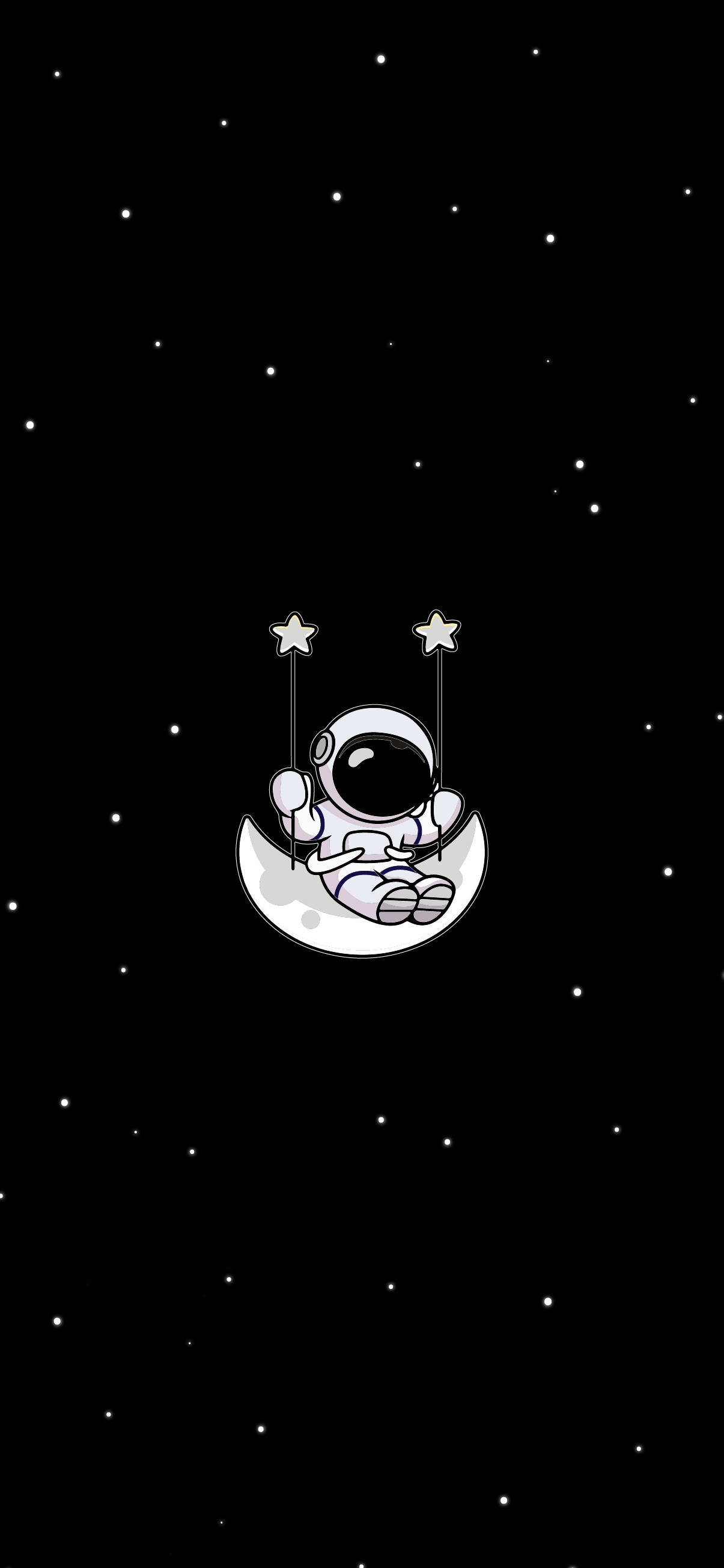 Astronauti Mweusi na Mweupe Kwenye Swing ya Mwezi Picha ya Ukuta