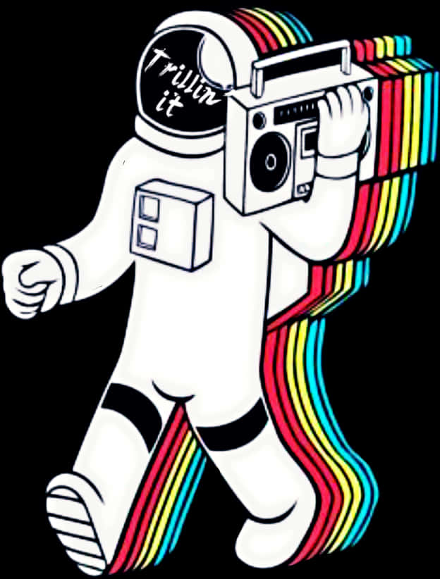 Astronauti na Boombox Sanaa Picha ya Ukuta