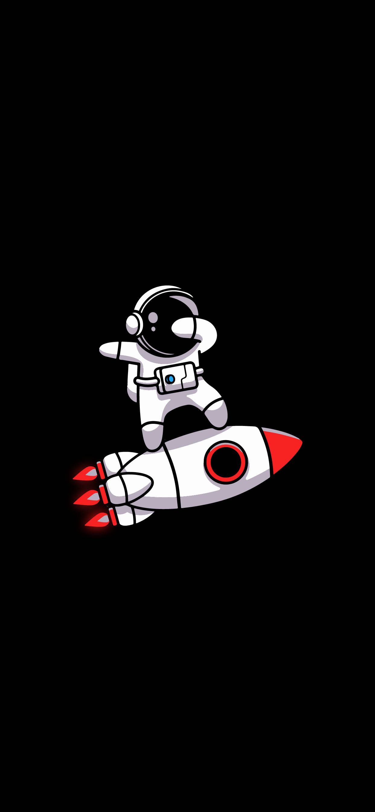 Astronauti ya Rangi Nyeusi na Rangi Nyeupe ya Mini Cartoon Art Picha ya Ukuta