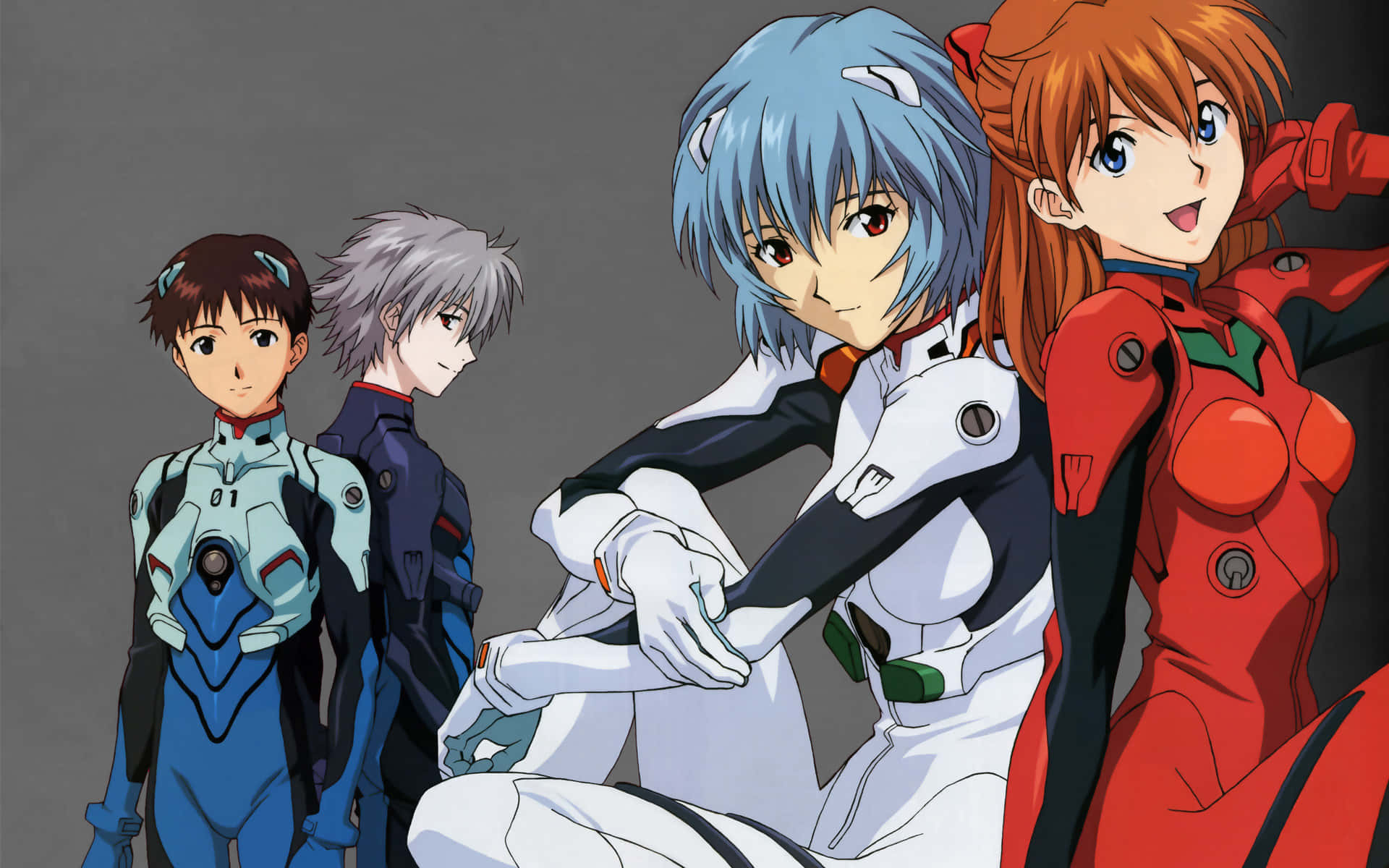 Asuka na Shinji, wahusika wawili wanaopendwa zaidi wa Neon Genesis Evangelion. Picha ya Ukuta