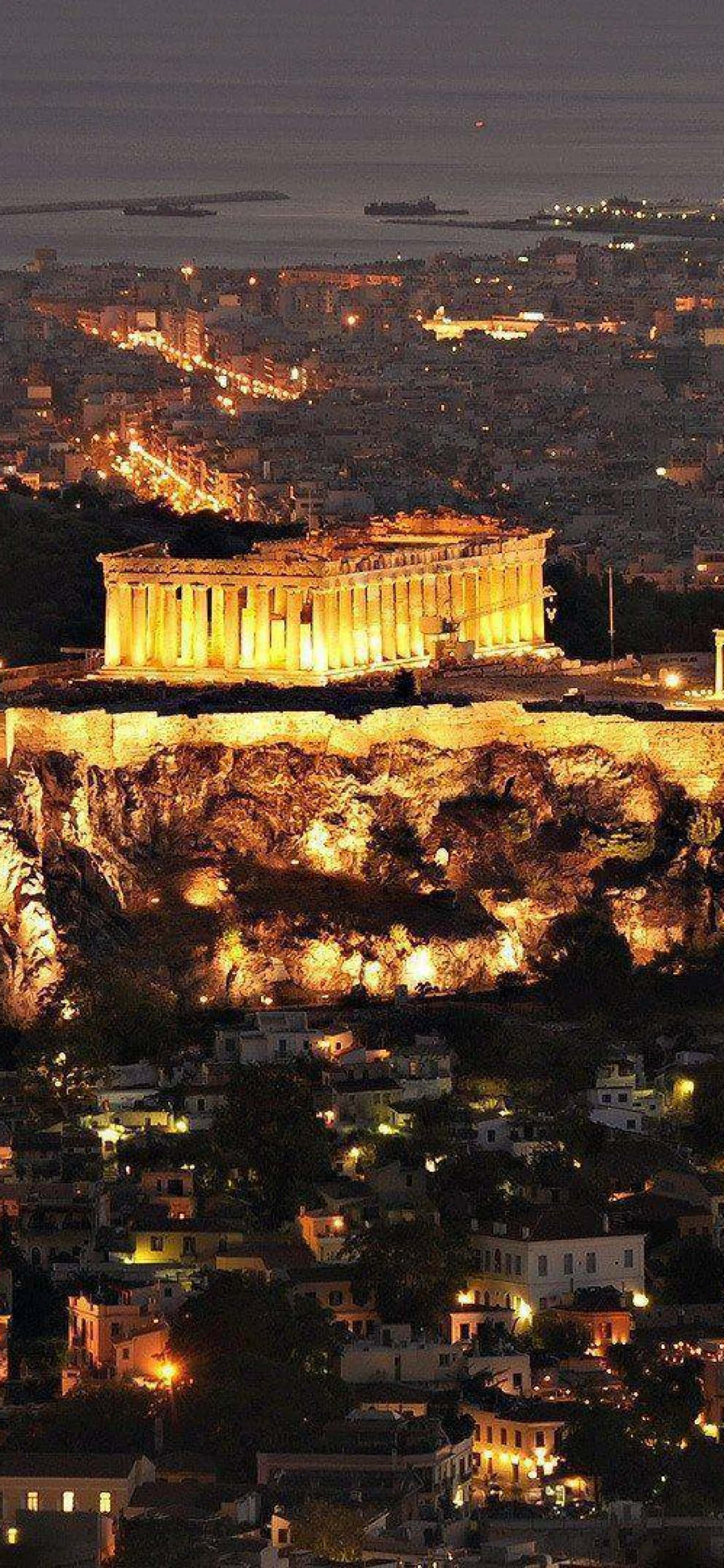 Athenian Acropolis Saronic Gulf View Picha ya Ukuta