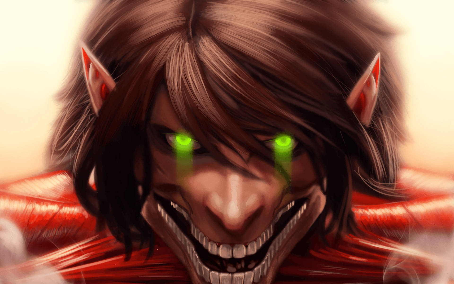 Attack On Titan Titan Eren Akiwa na Tabasamu la Kutisha Picha ya Ukuta