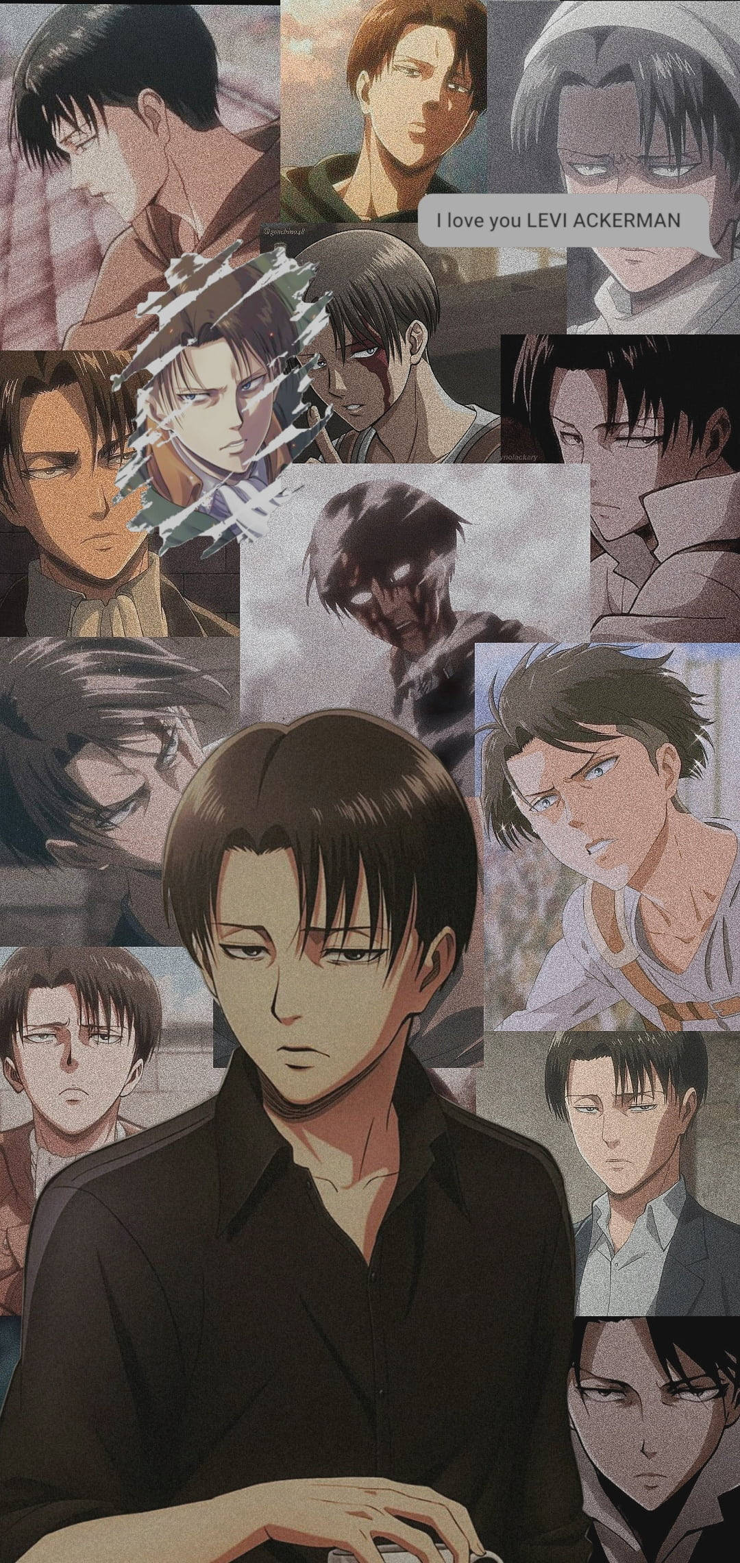 Attack On Titan Wahusika Levi Collage Picha ya Ukuta