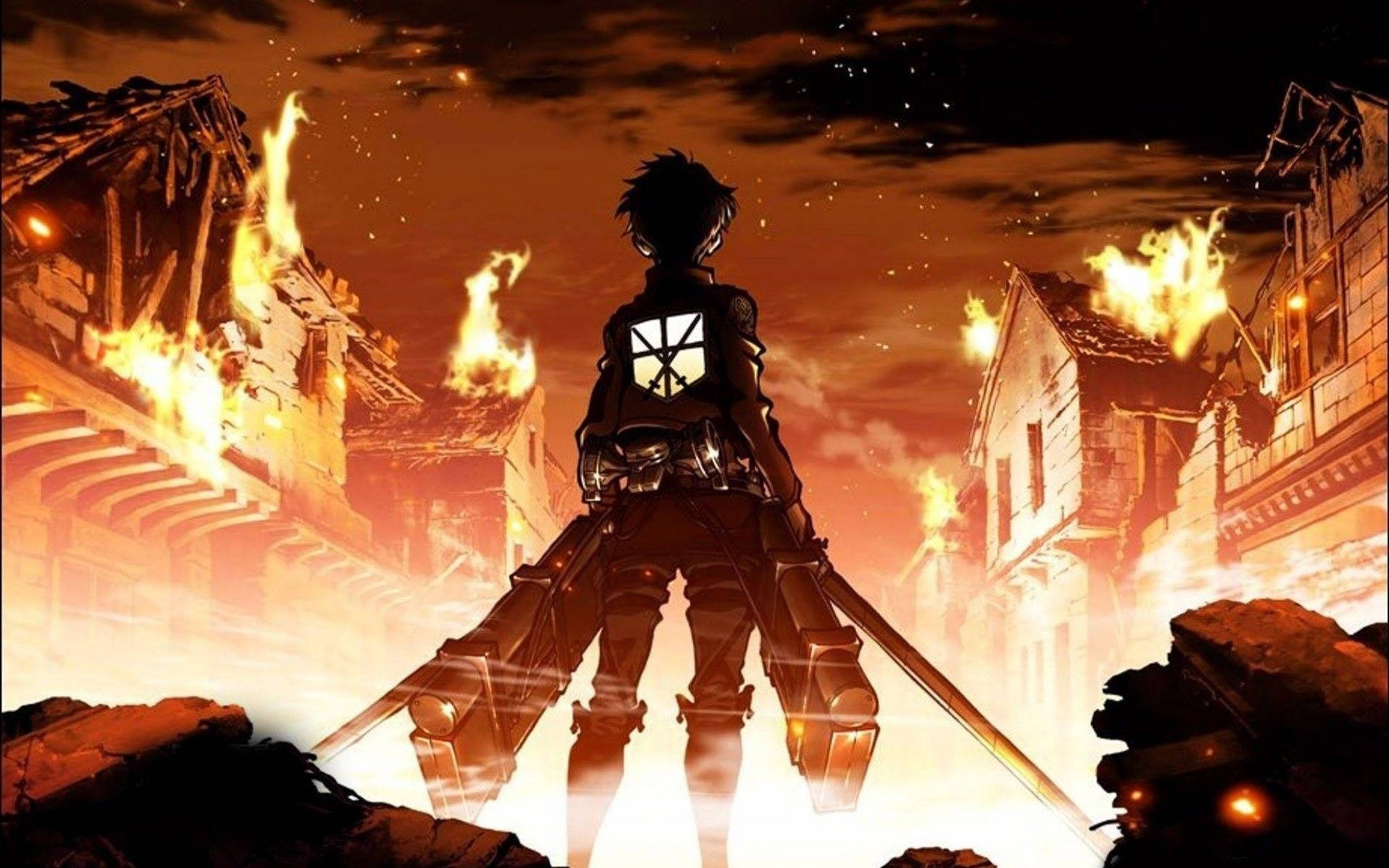 Attack On Titans 4K Wilaya ya Shiganshina Picha ya Ukuta