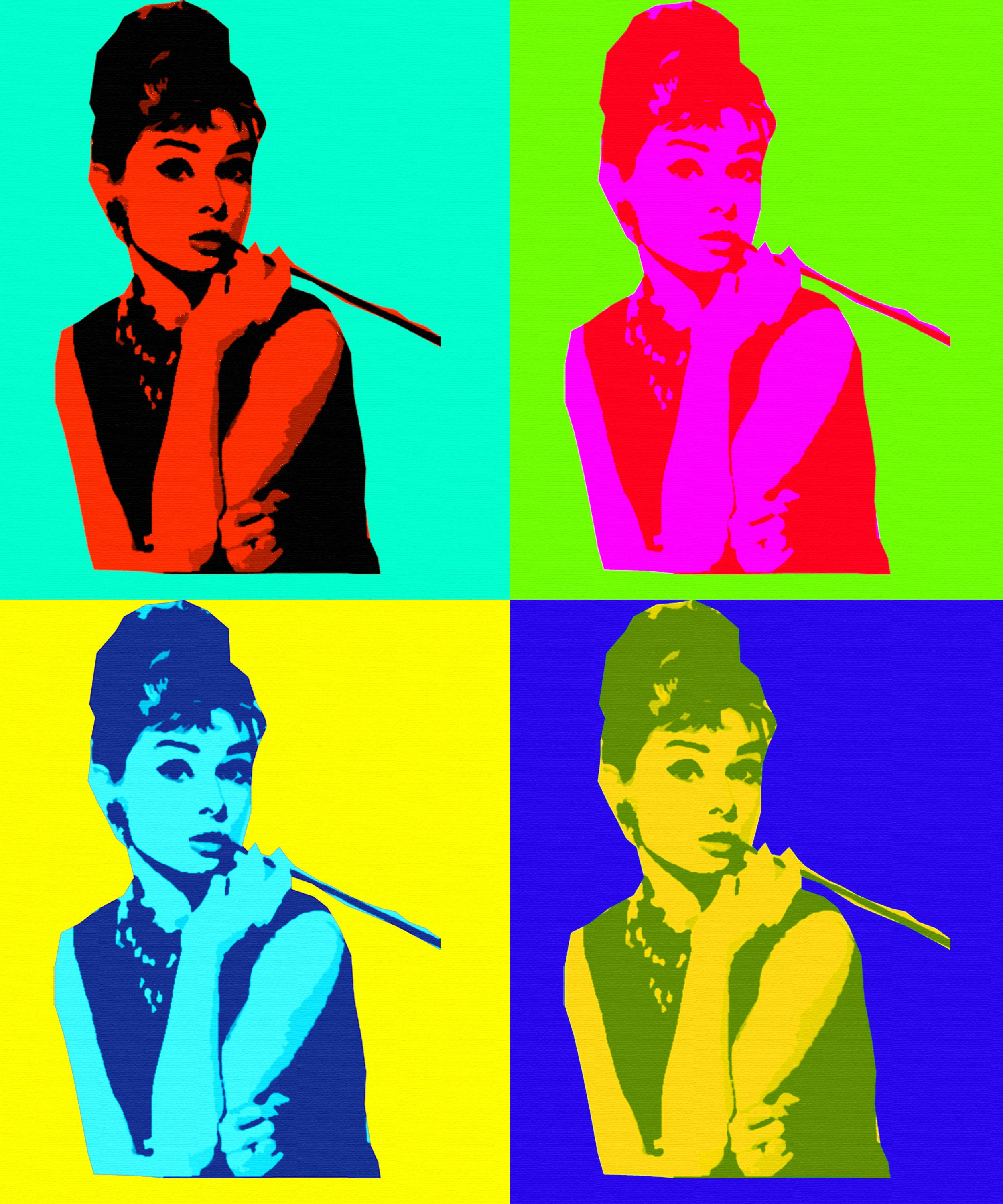 Audrey Hepburn Pop Art Picha ya Ukuta