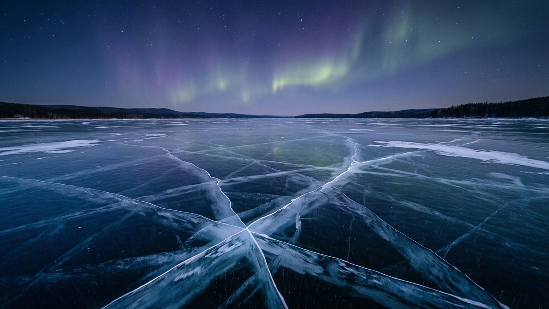 Aurora ya Ziwa la Barafu Picha ya Ukuta