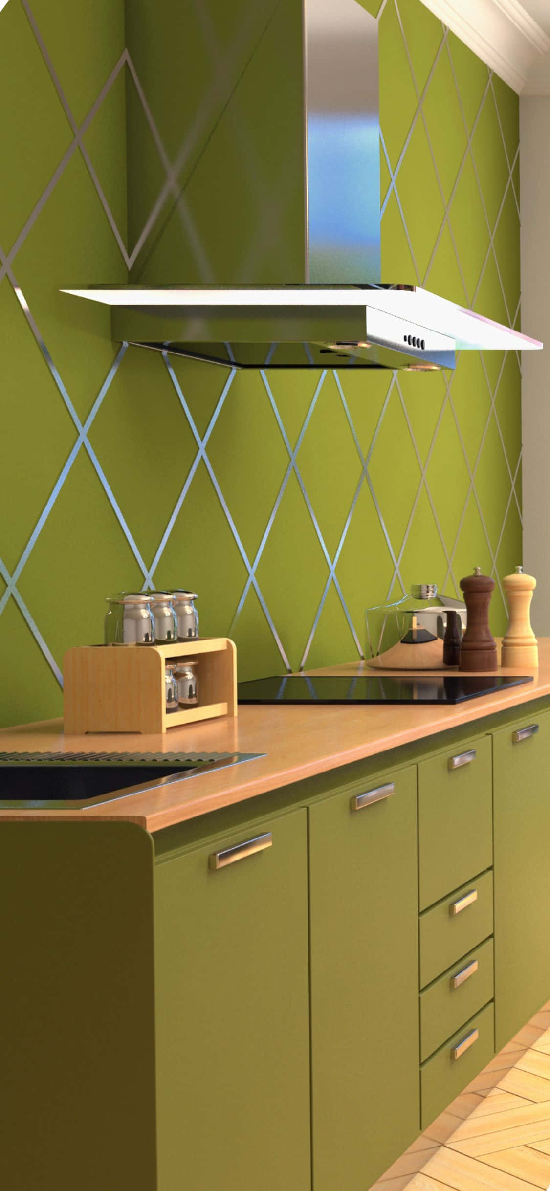 Avocado Green iPhone X Kitchen Background Picha ya Ukuta