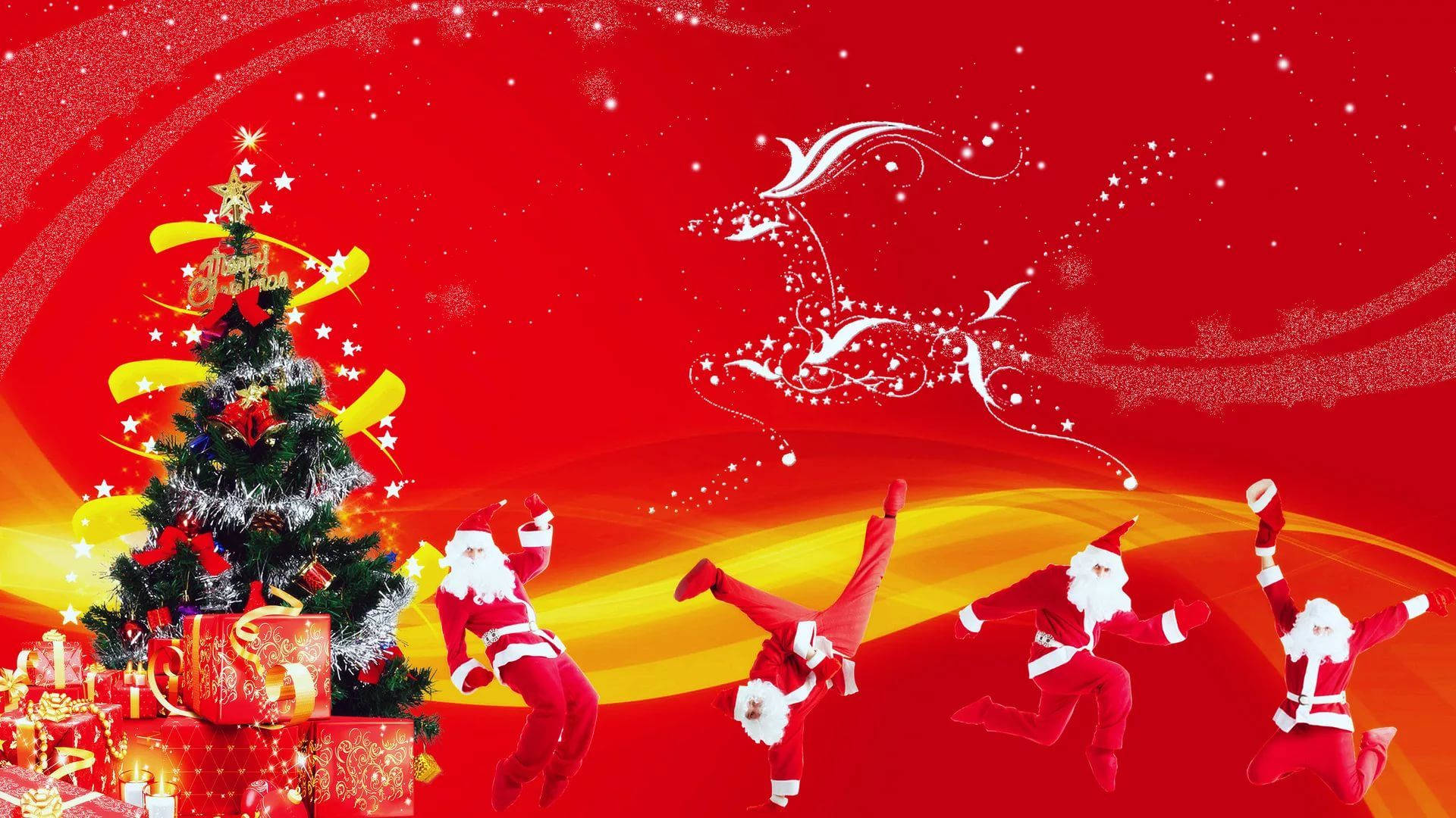 Baba Krismasi Anayecheka Krismasi ya Kuchekesha Picha ya Ukuta