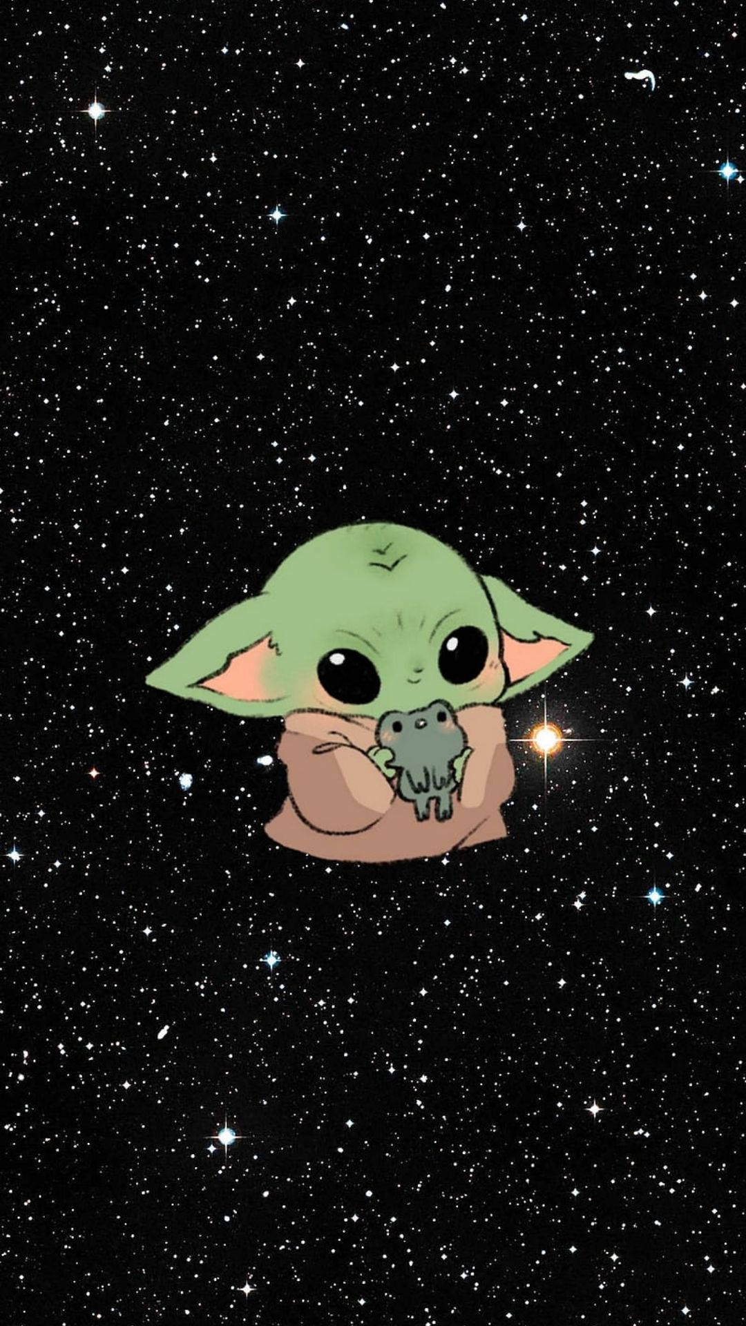 Baby Yoda Katika Galaxy Nzuri Picha ya Ukuta