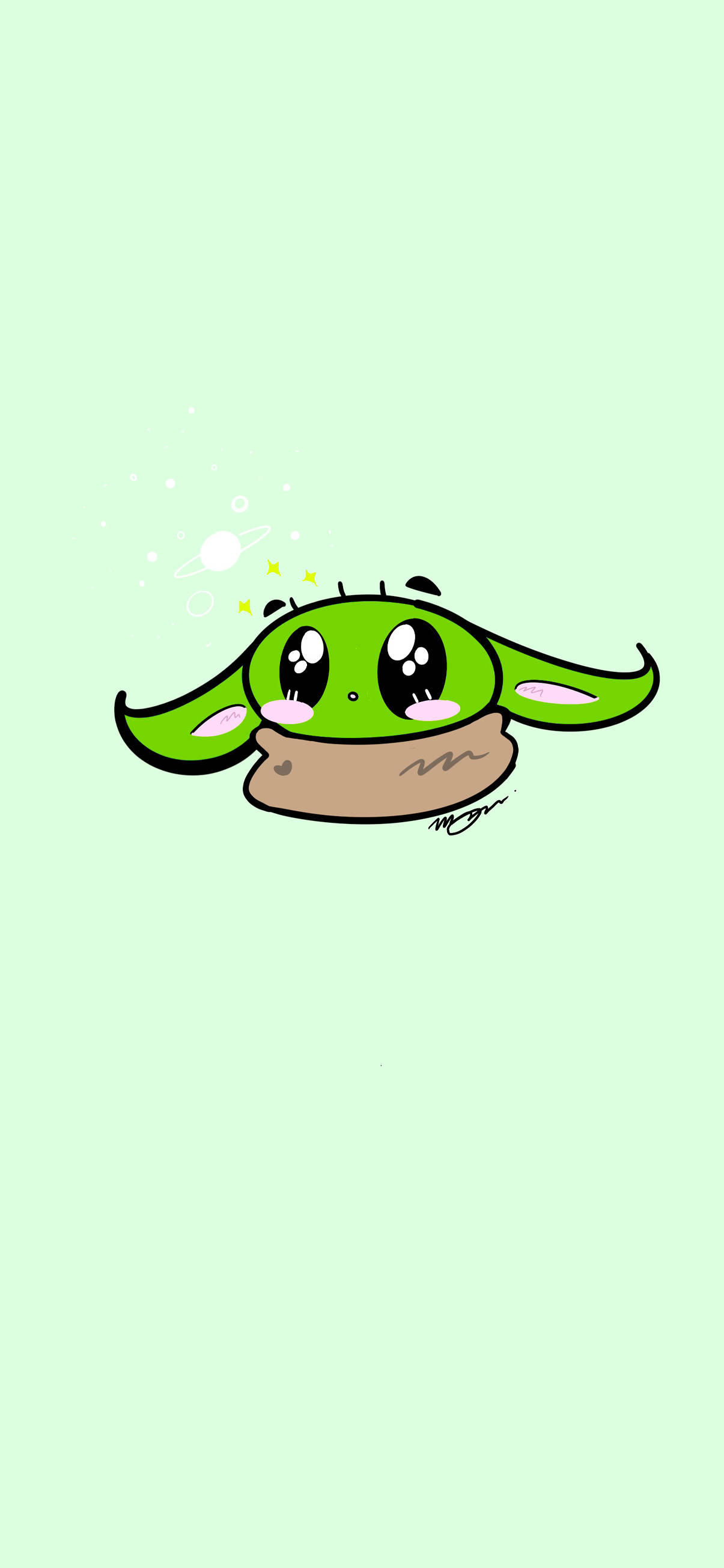 Baby Yoda Rangi ya Kijani Kibichi Picha ya Ukuta