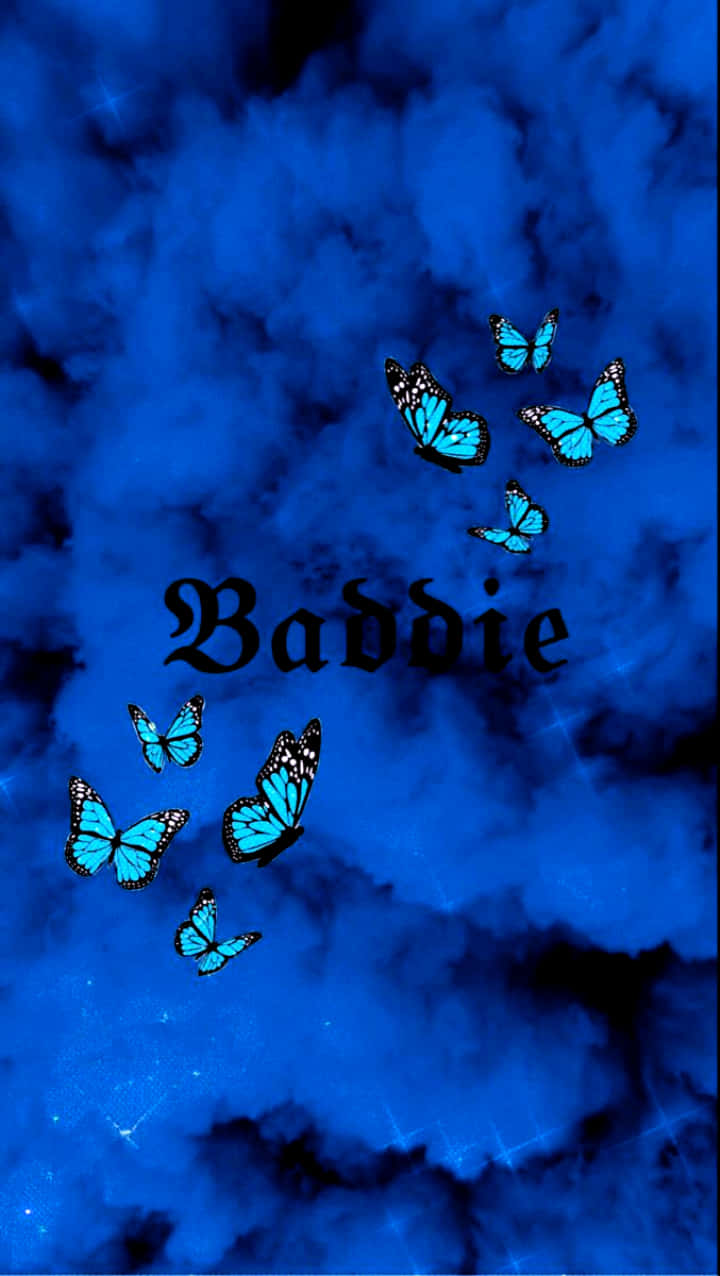 Baddie wa Bluu ya Kuvuta na Vipepeo Picha ya Ukuta