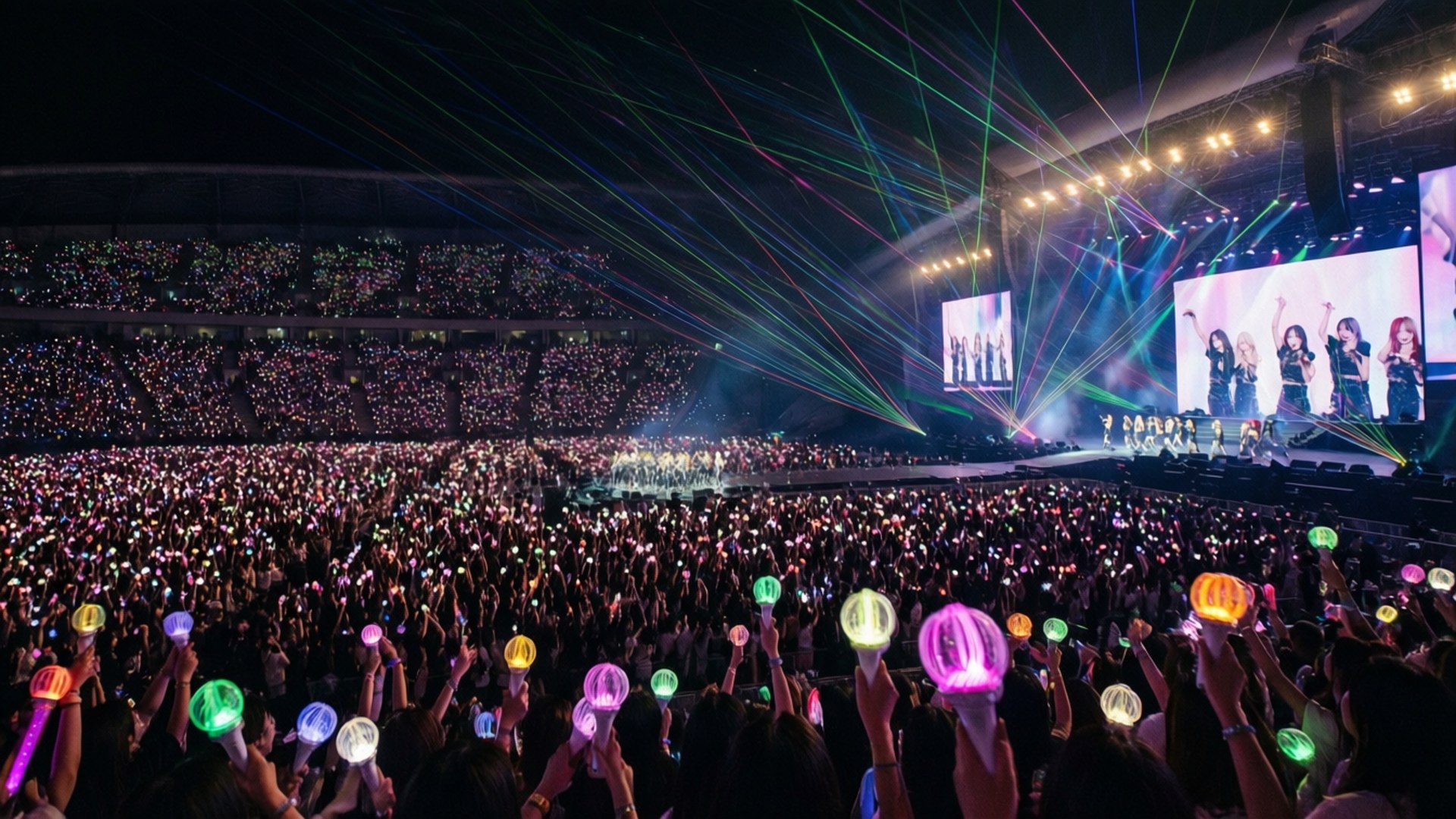 Bahari ya Vijiti vya Mwanga kwenye Tamasha la Kpop Picha ya Ukuta