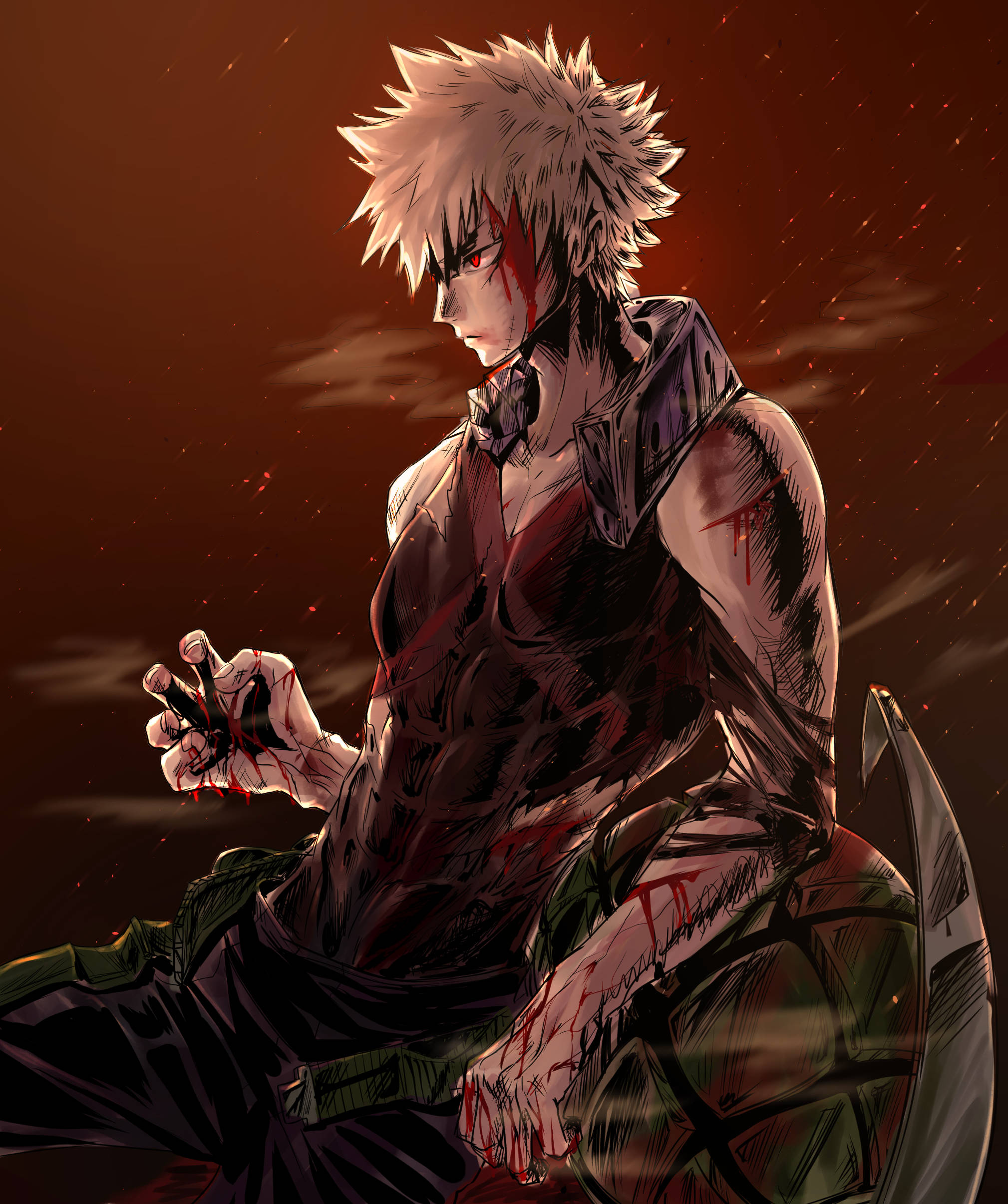 Bakugou Mwenye Kuvuja Damu Picha ya Ukuta