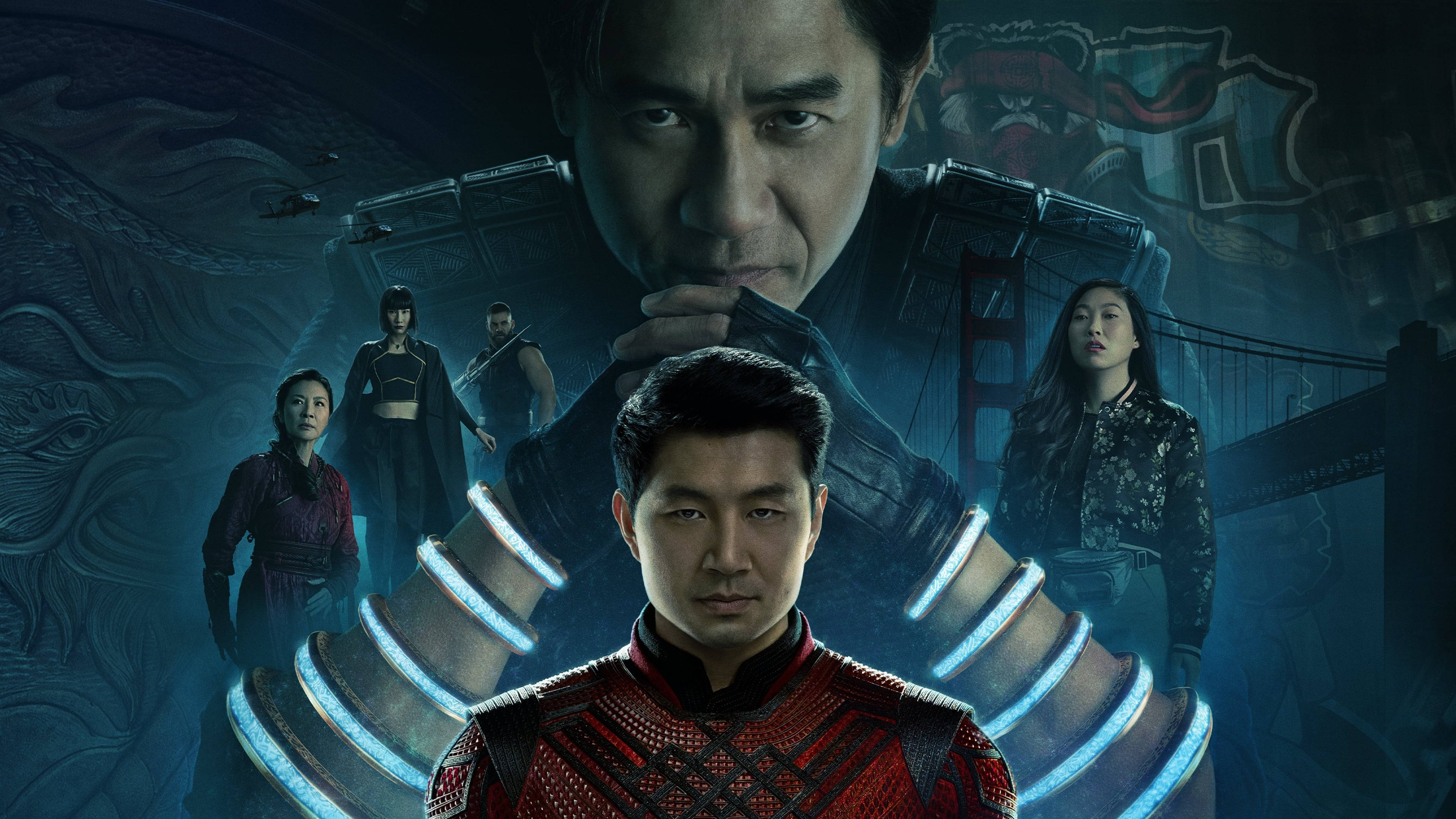 Bango la Bluu la Shang Chi na Hadithi ya Pete Kumi Picha ya Ukuta