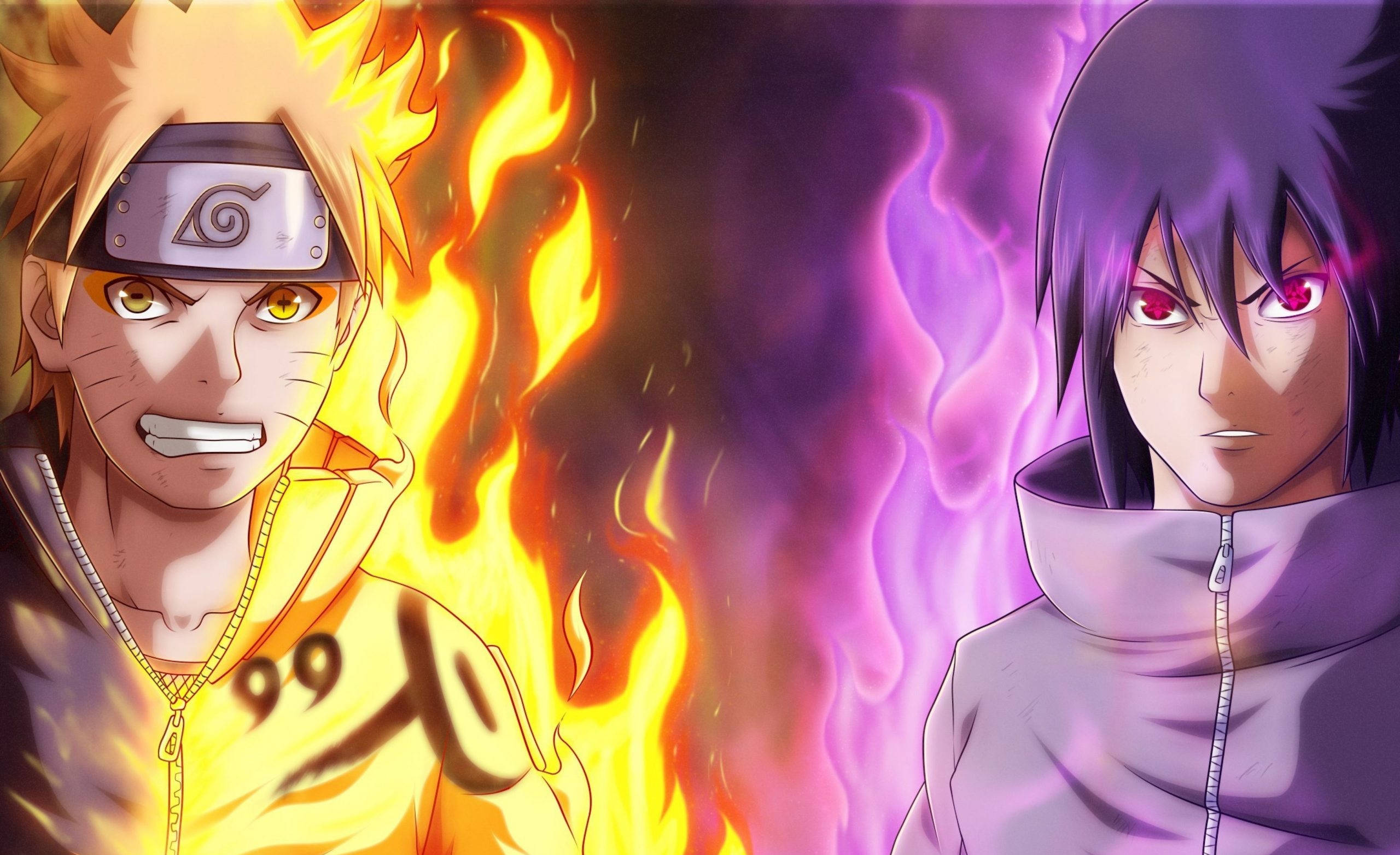 Bango la Chakra la Naruto na Sasuke Picha ya Ukuta