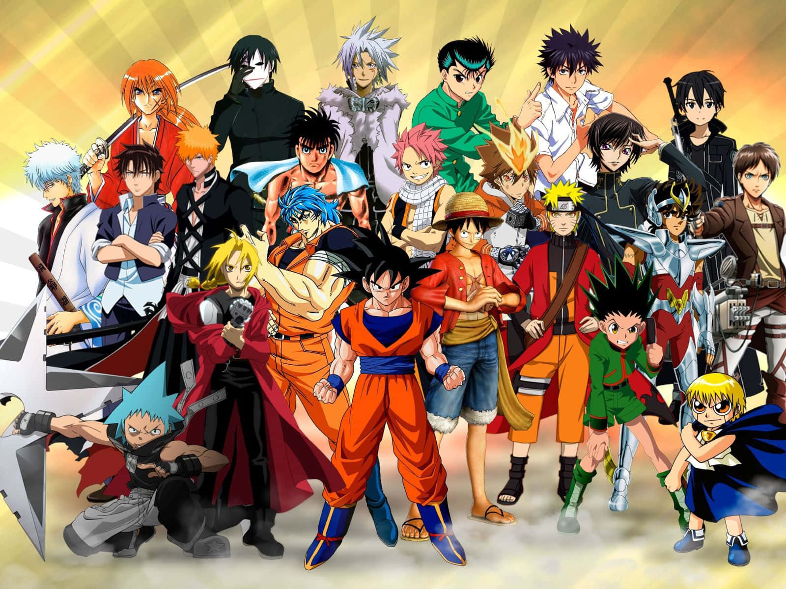 Bango la Epic la Wahusika wa Anime wa Kiume Picha ya Ukuta
