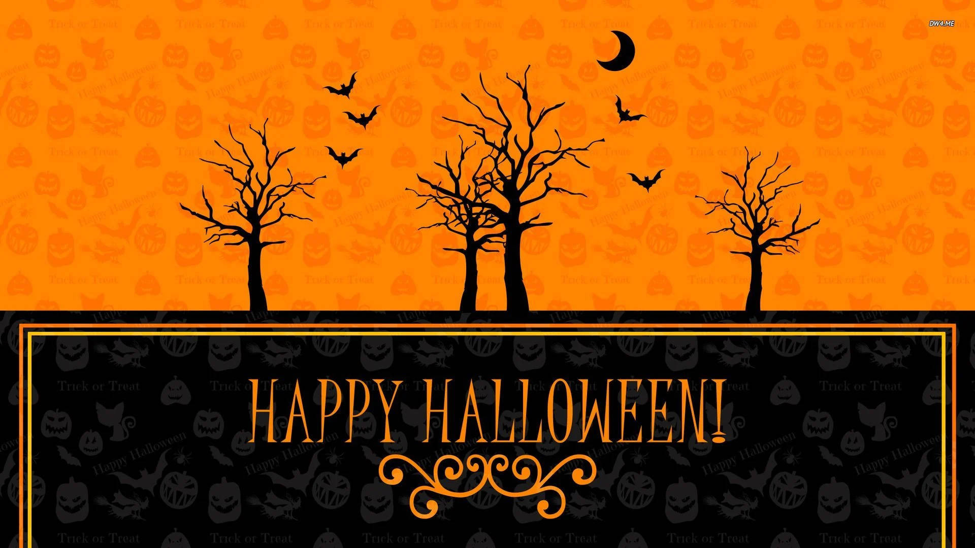 Bango la Halloween la Kizamani Lenye Furaha Picha ya Ukuta