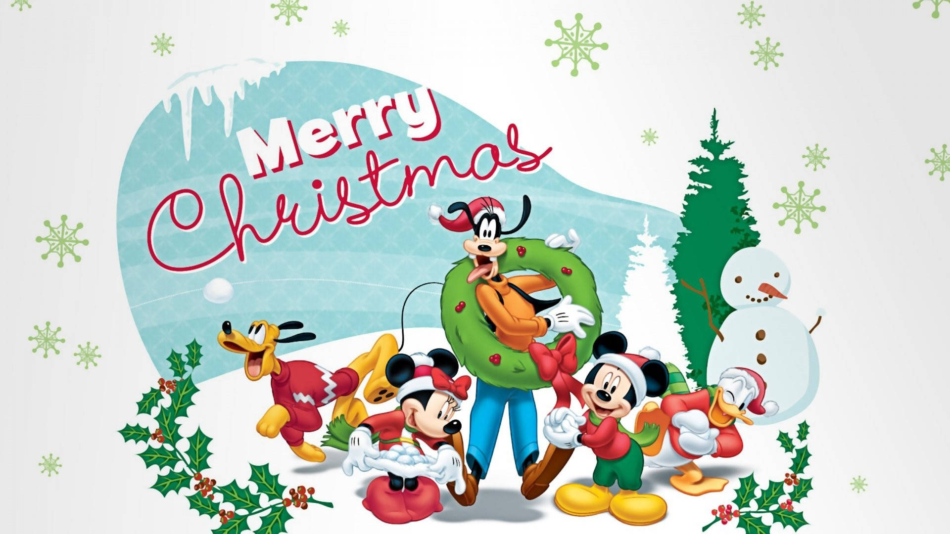 Bango la Krismasi la Kuchekesha na Mickey Mouse Picha ya Ukuta
