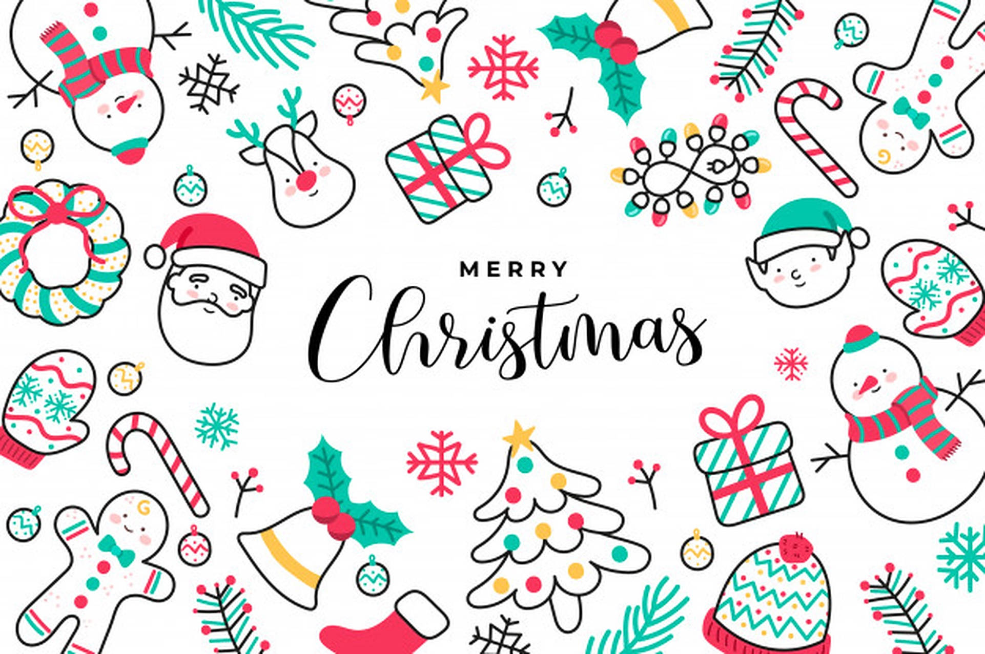 Bango la Kupendeza la Krismasi lenye Michoro Midogo Picha ya Ukuta
