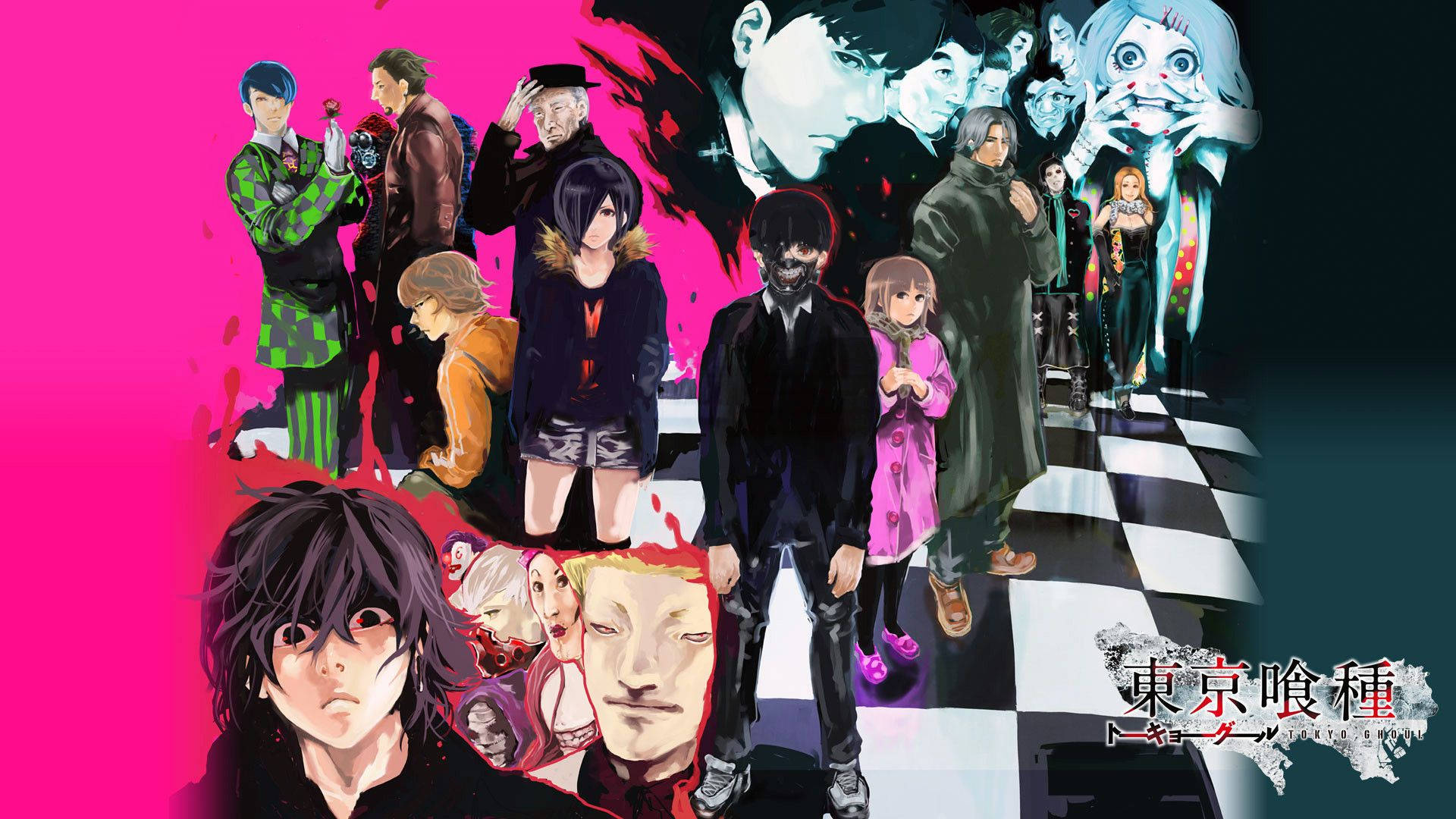 Bango la Kupendeza la Wahusika wa Tokyo Ghoul Picha ya Ukuta