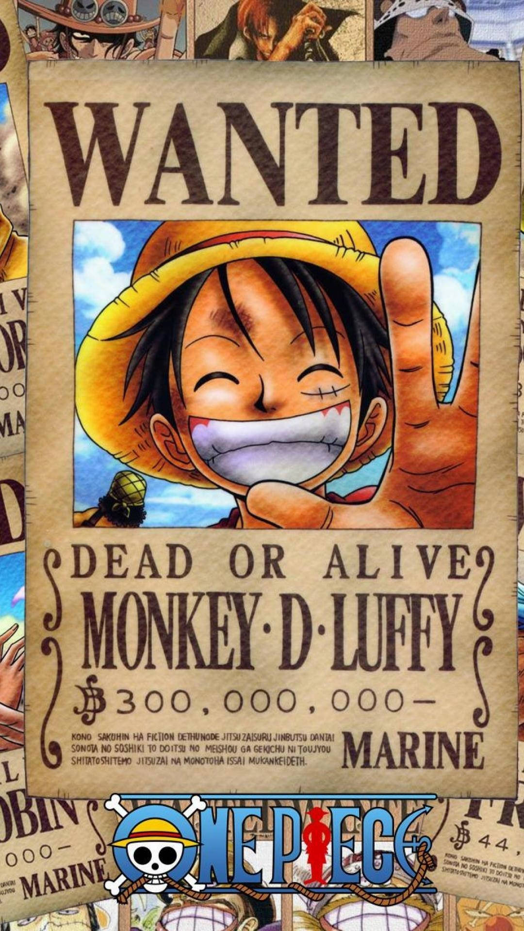 Bango la Kutafutwa la Luffy la One Piece 4K Picha ya Ukuta