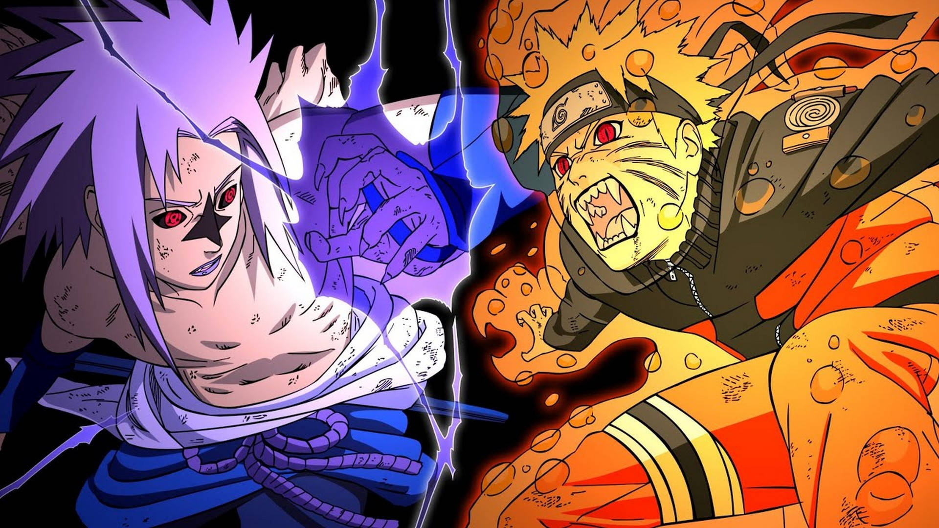 Bango la Mapigano la Naruto na Sasuke Picha ya Ukuta
