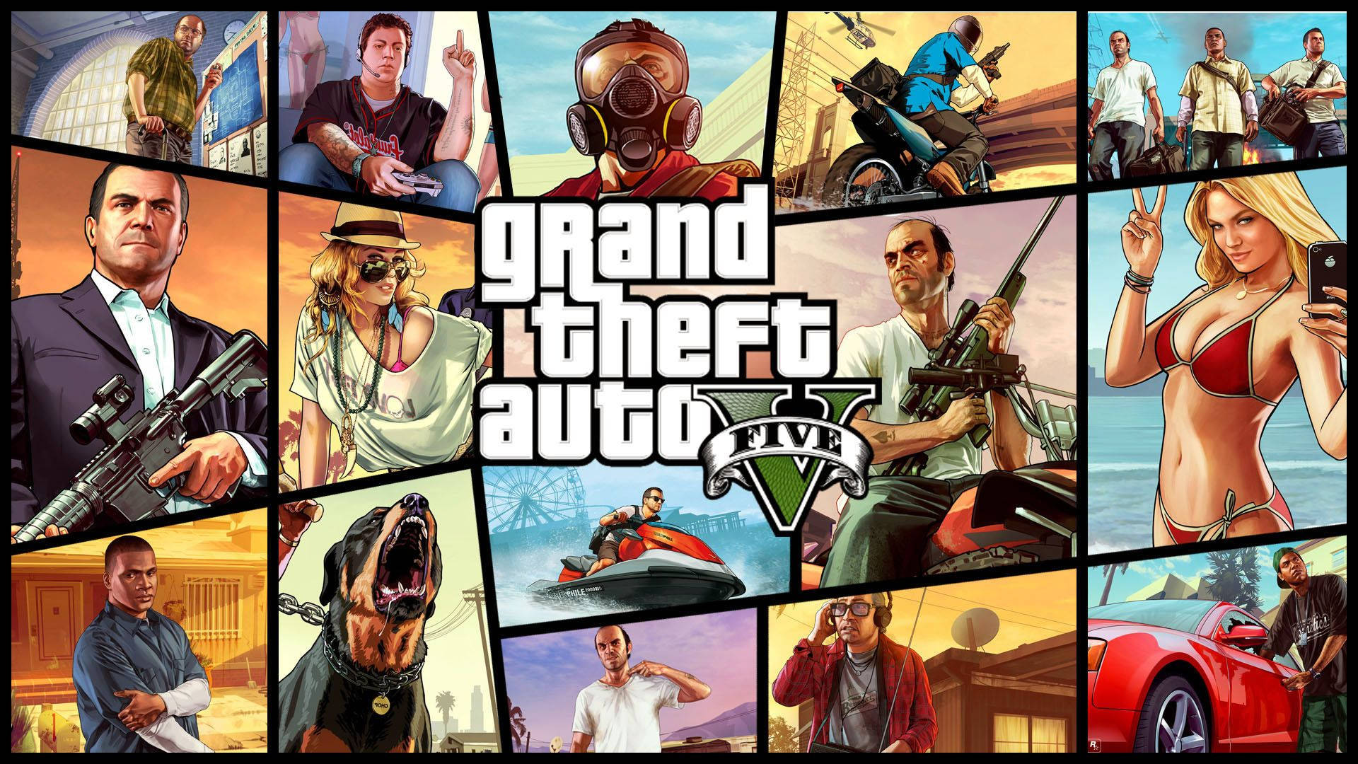 Bango la Mchezo wa GTA 5 1080p Picha ya Ukuta