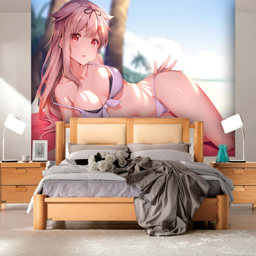 Bango la Msichana Mrembo wa Anime Astolfo Katika Bikini Picha ya Ukuta