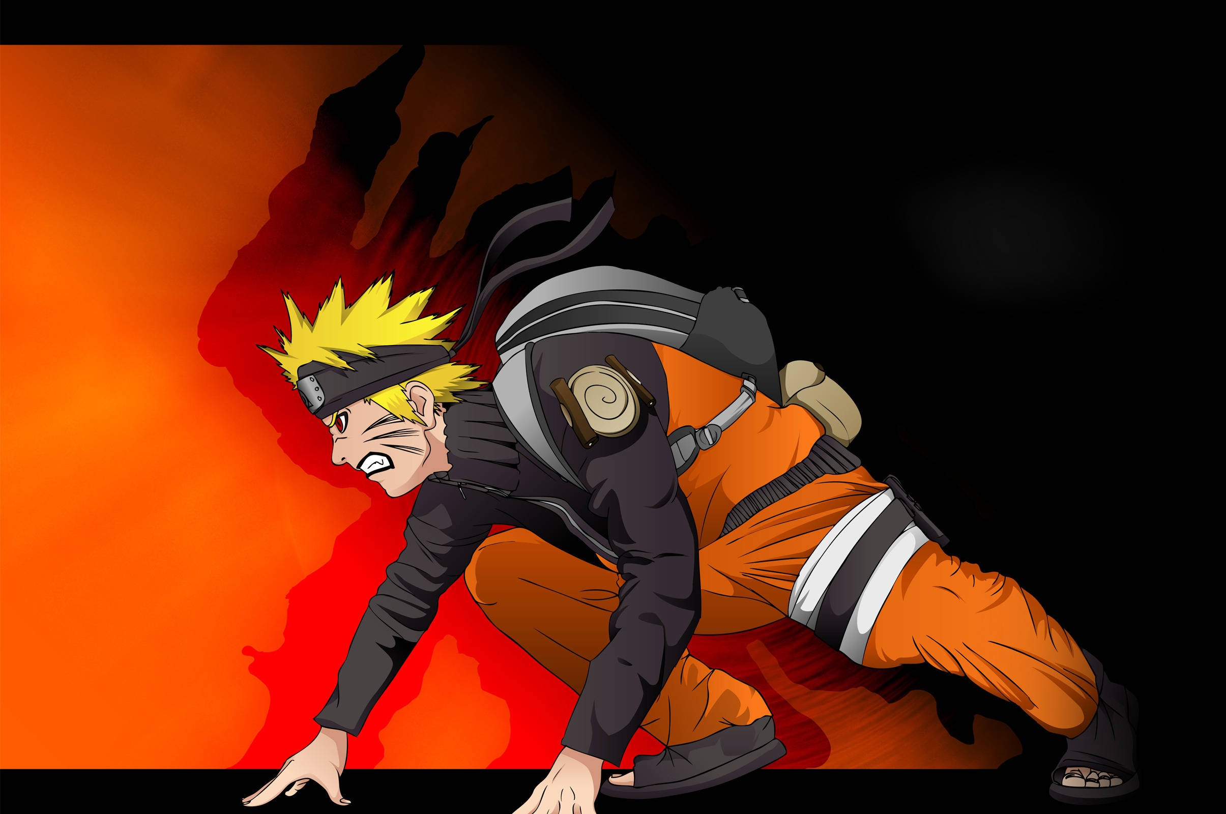Bango la Naruto Akiwa Katika Mkao wa Kupigana Picha ya Ukuta