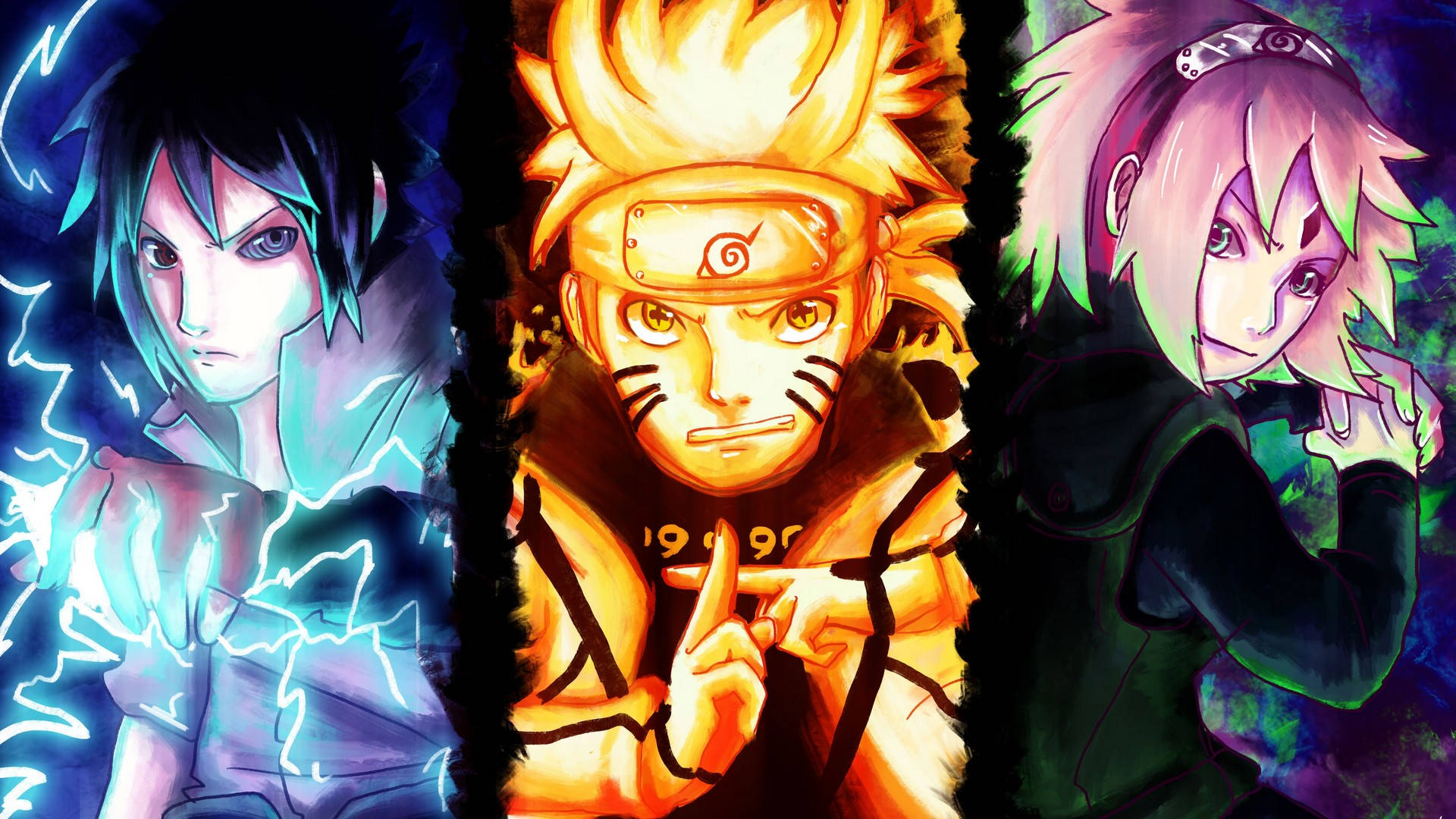 Bango la Naruto, Sasuke na Sakura Picha ya Ukuta