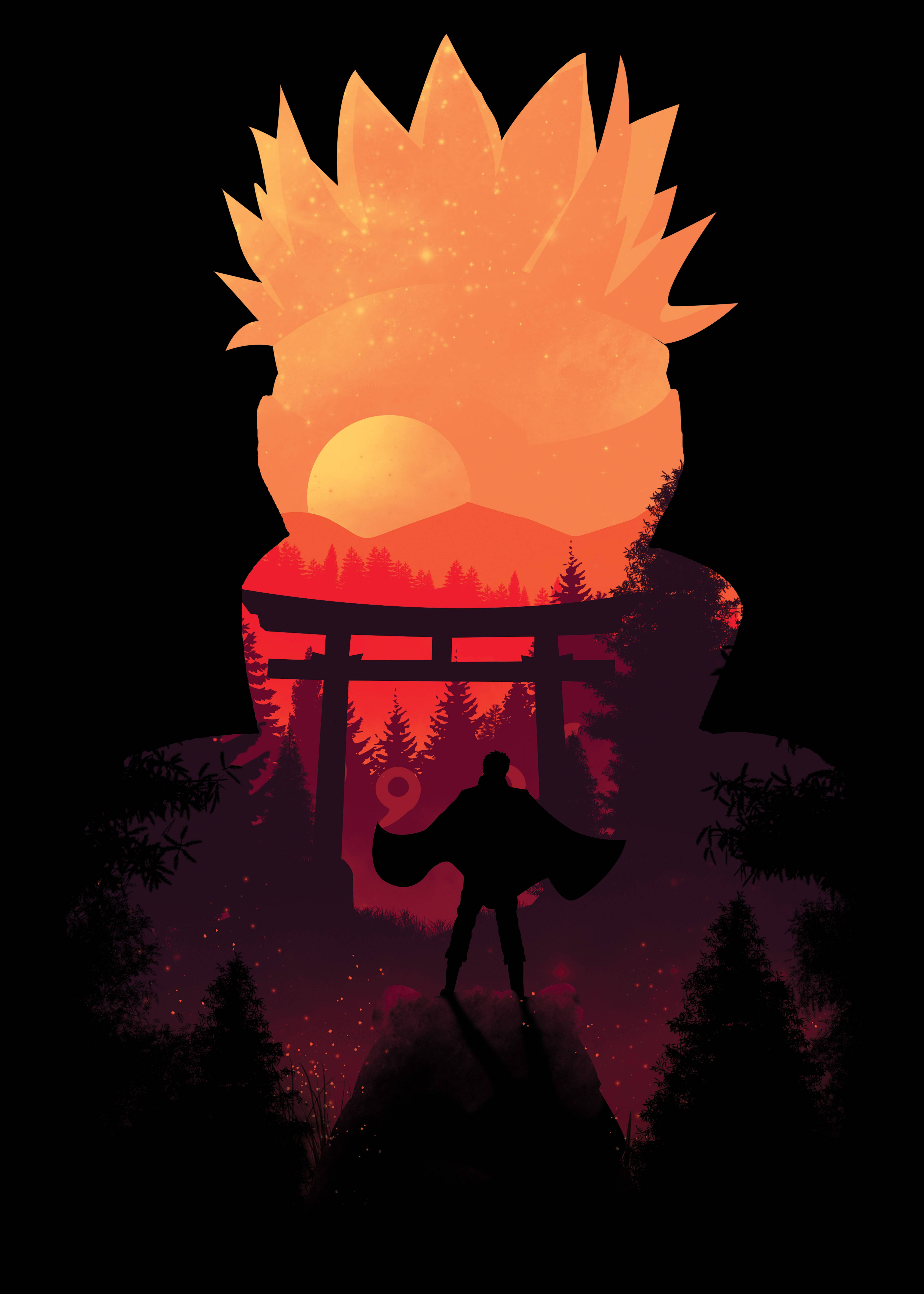Bango la Silhouette ya Naruto Picha ya Ukuta