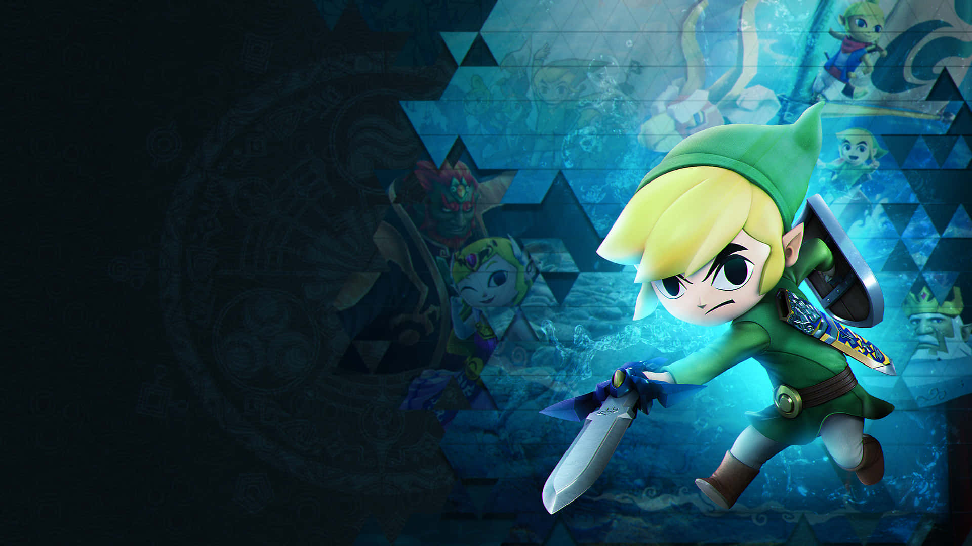 Bango La The Legend Of Zelda Likiwa Na Toon Link Picha ya Ukuta