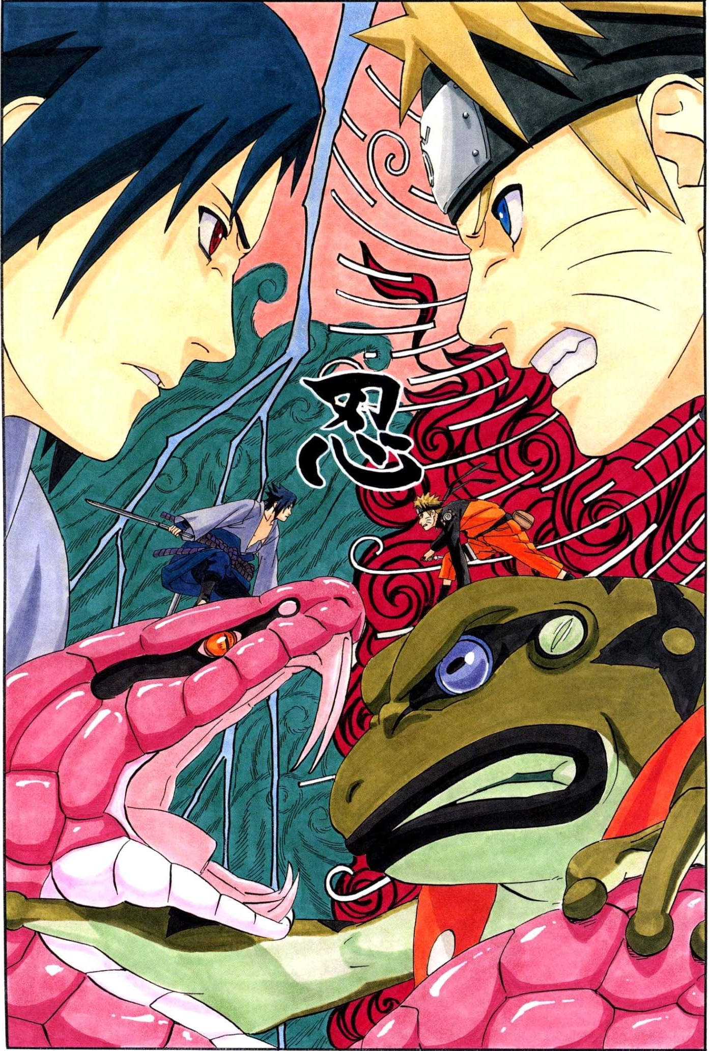 Bango la Vita vya Naruto na Sasuke Picha ya Ukuta