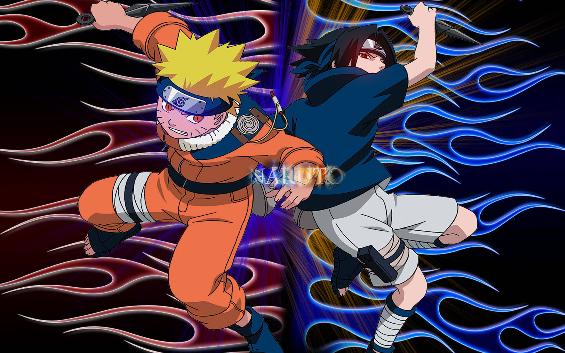Bango la Watoto wa Naruto na Sasuke Picha ya Ukuta