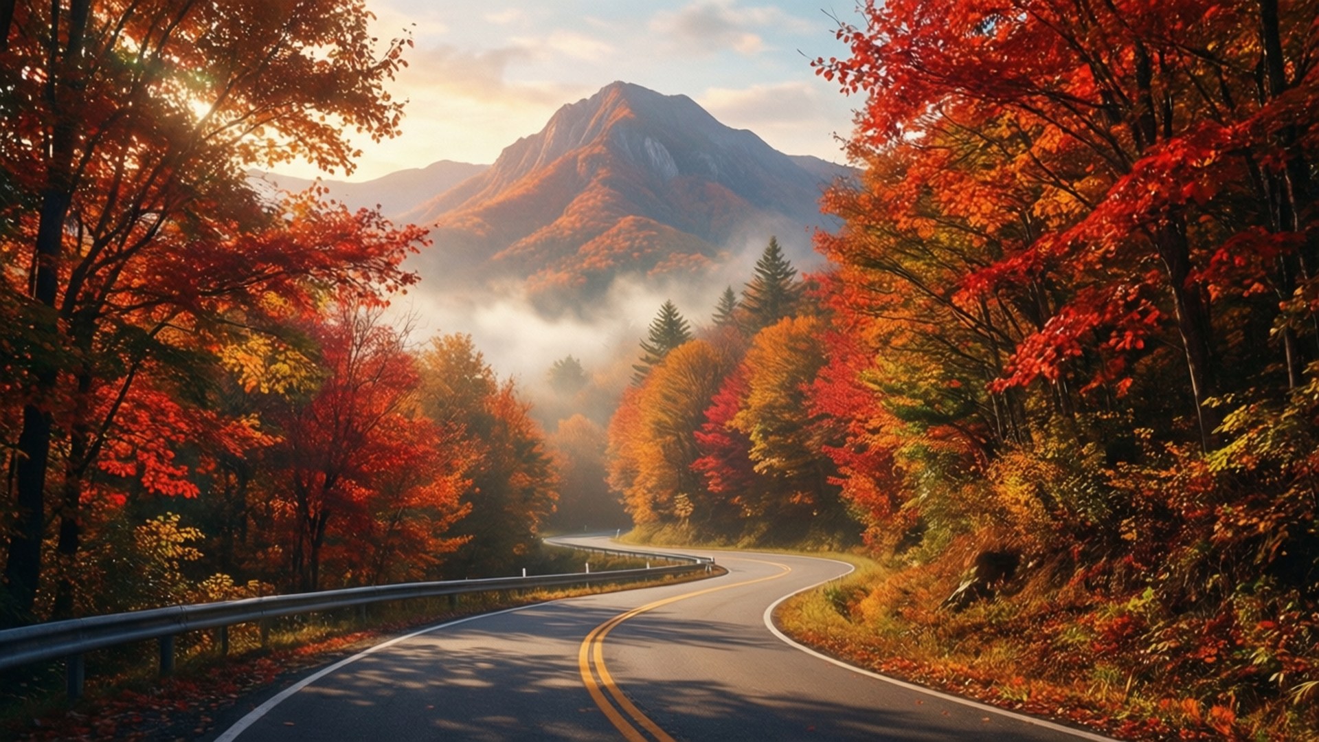Barabara ya Autumn Picha ya Ukuta