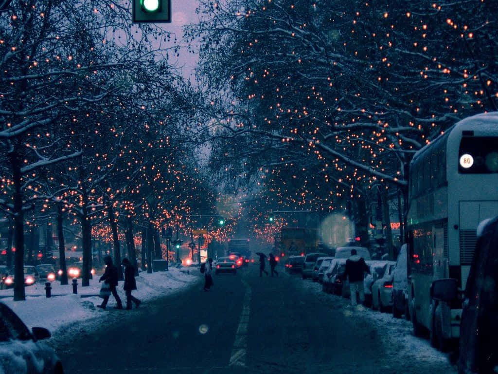 Barabara ya Majira ya Baridi yenye Faraja Tumblr Picha ya Ukuta