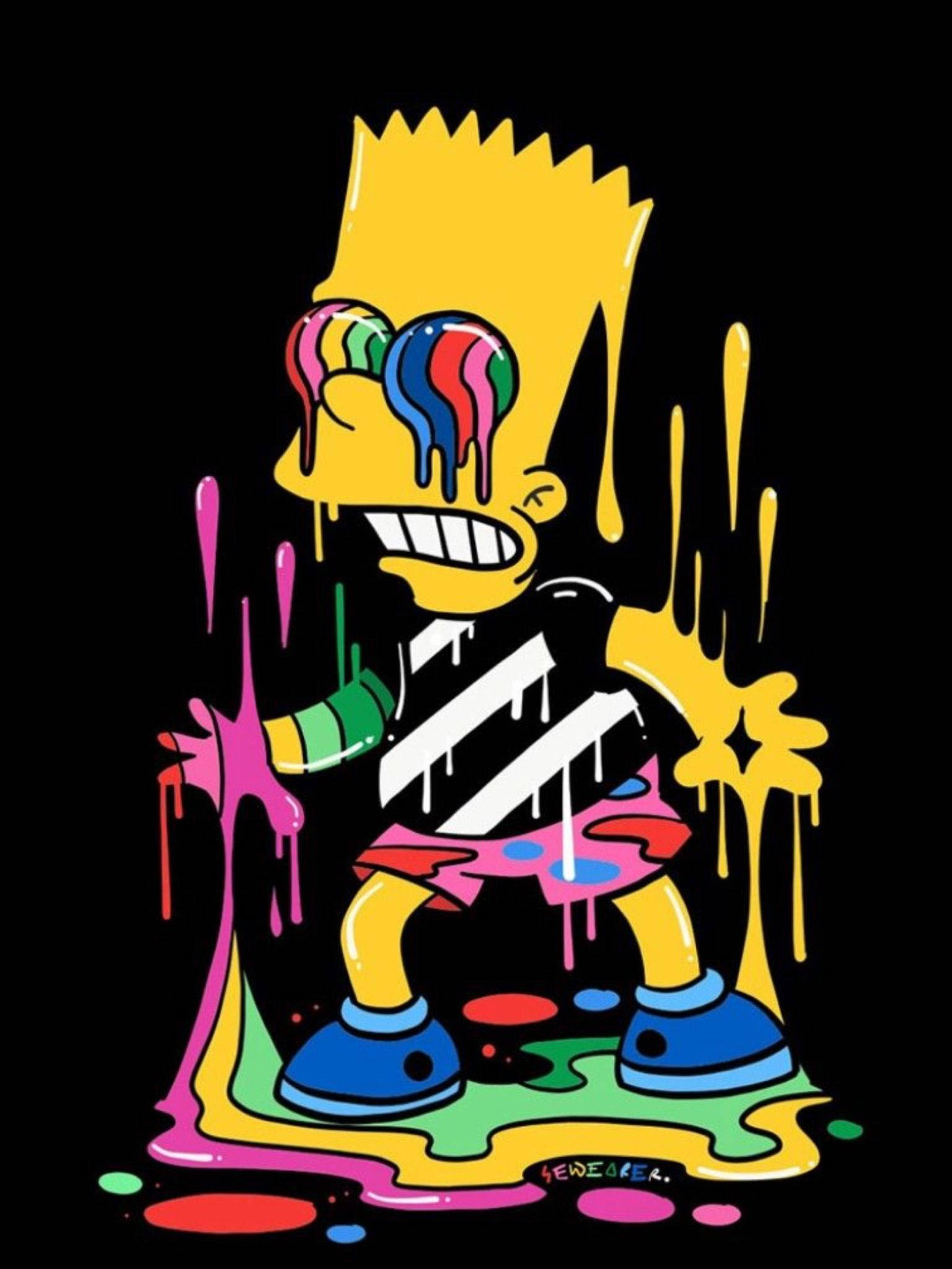 Bart Simpson Baridi na Michoro ya Rangi Picha ya Ukuta