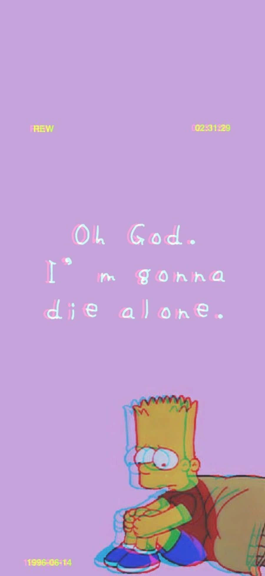 Bart Simpson feeling isolated on his phone Picha ya Ukuta