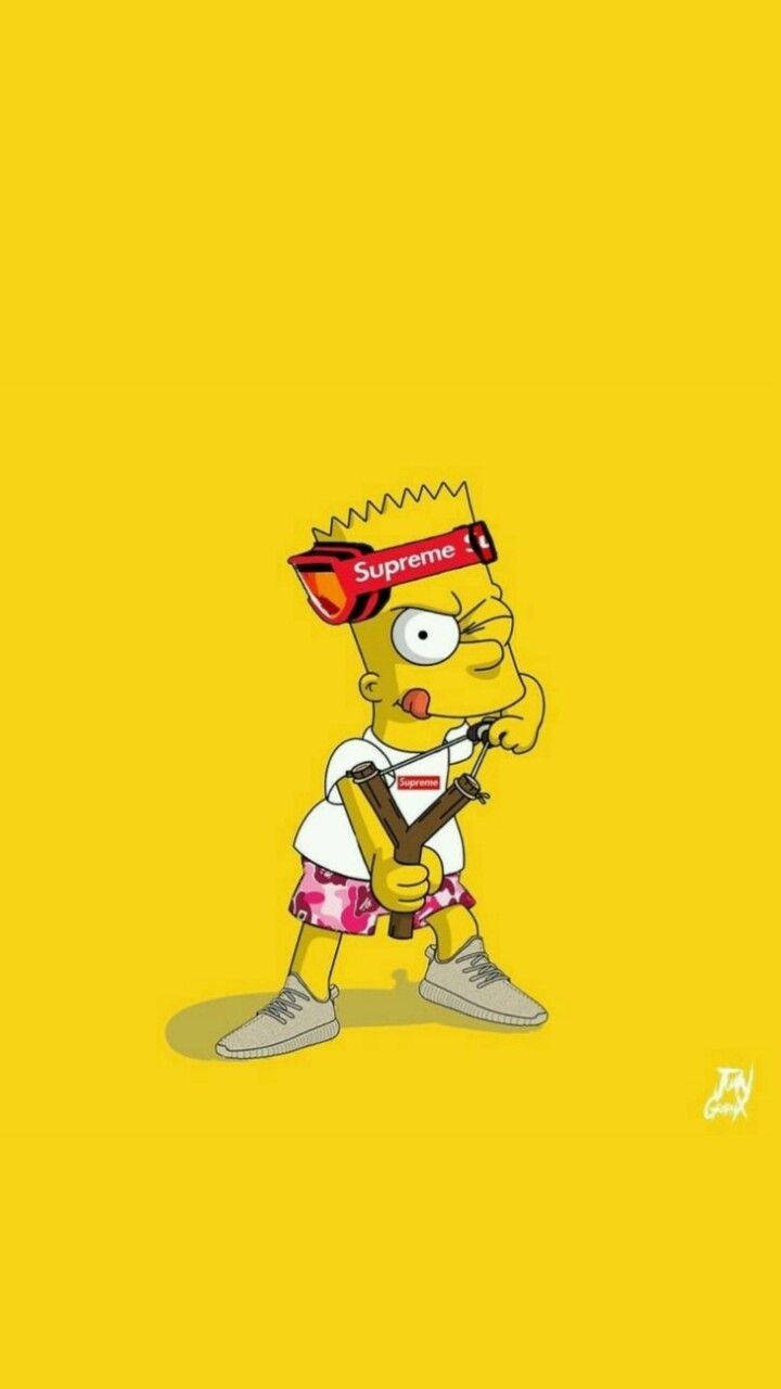 Bart Simpson Mzuri Akiwa na Kombeo Picha ya Ukuta