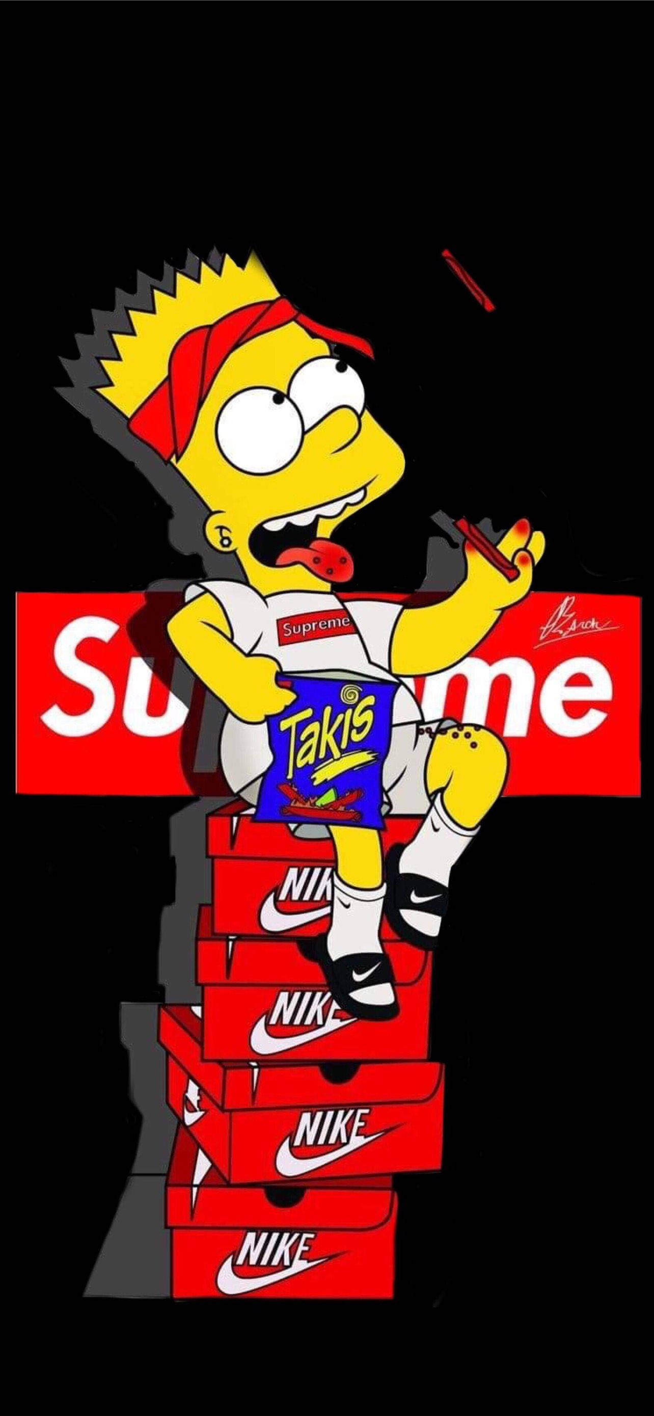 Bart Simpson Takis Nyekundu Supreme Picha ya Ukuta