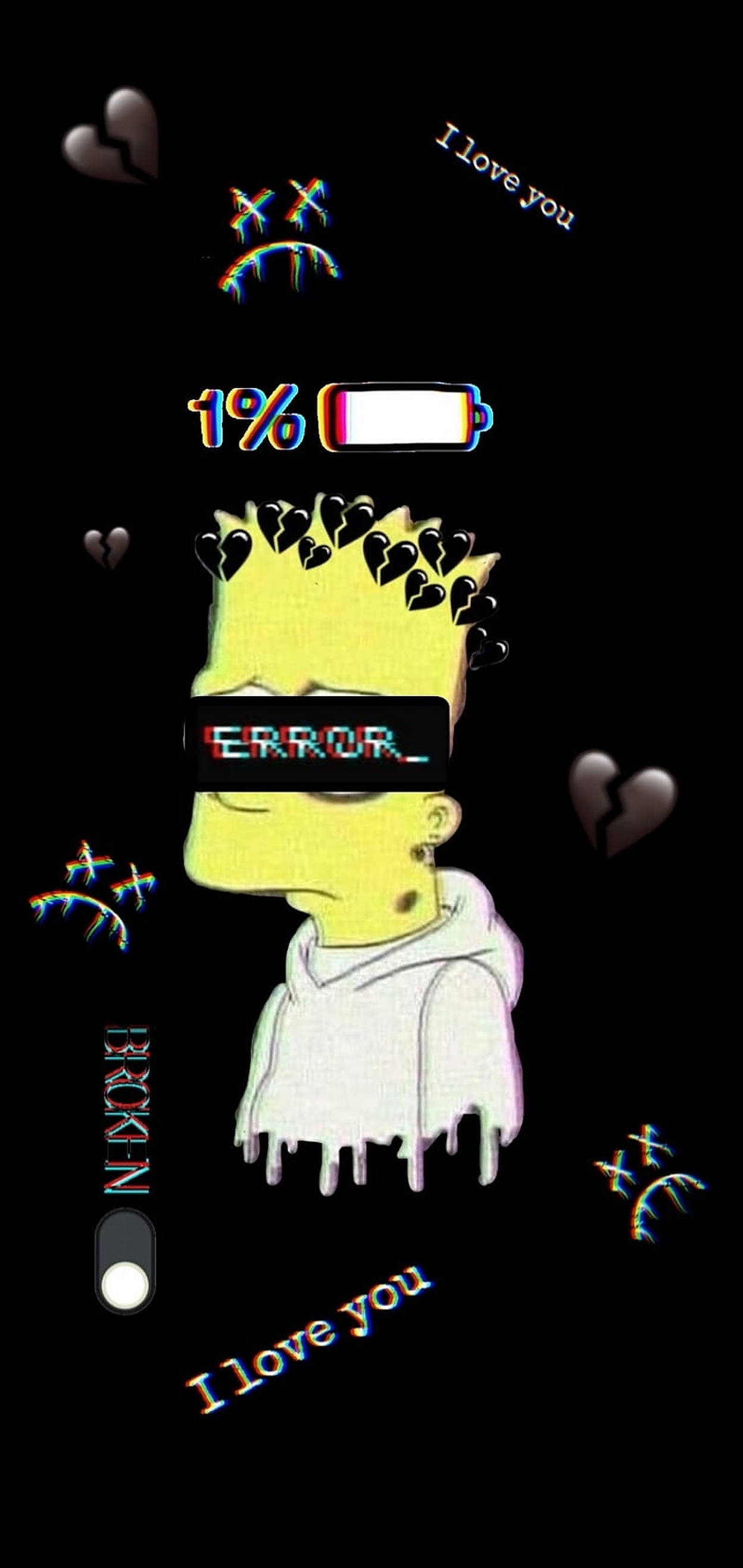 Bart Simpsons Mwenye Huzuni Asilimia ya Betri Picha ya Ukuta
