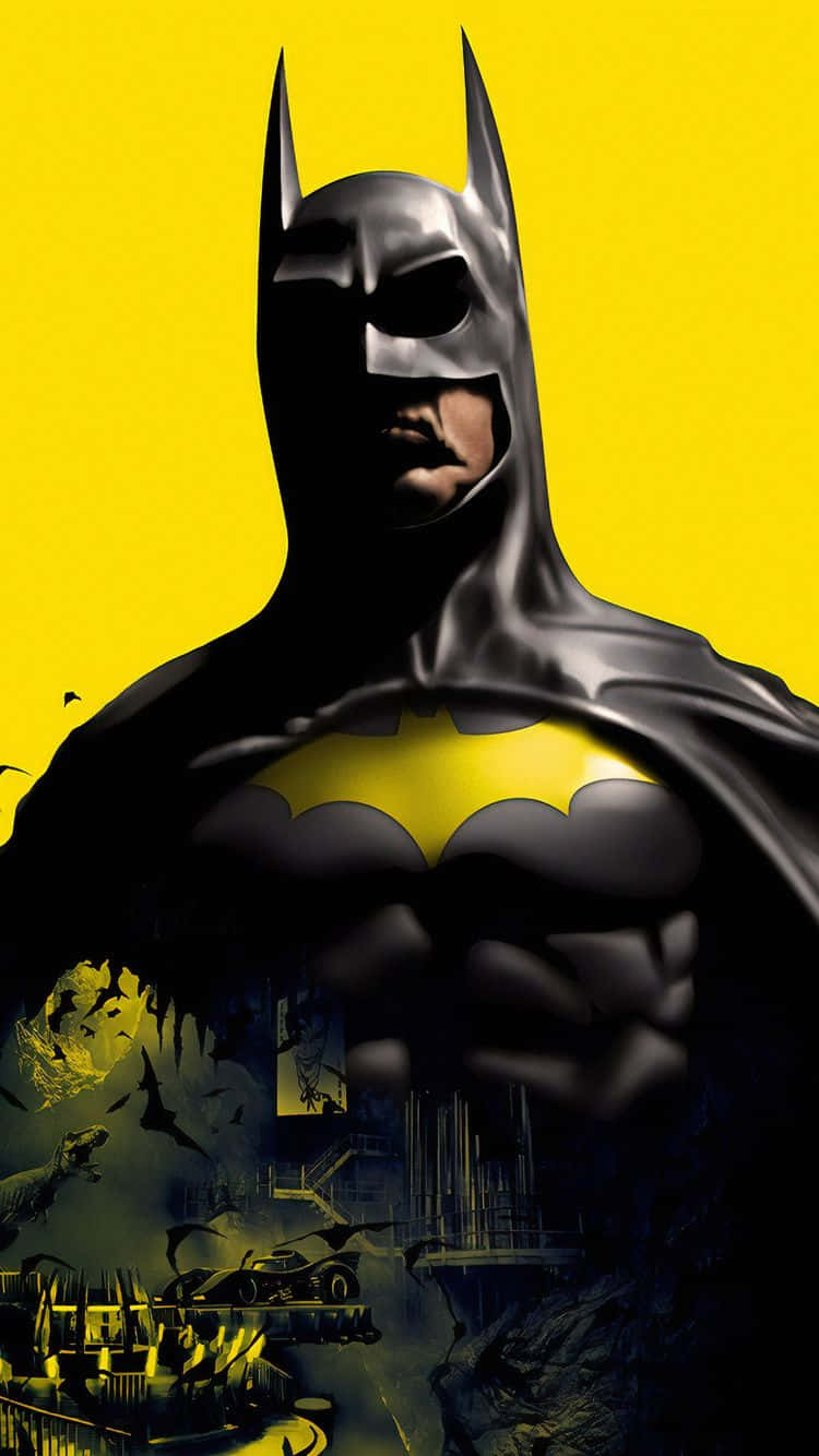 Batman Aesthetic Katika Sanaa Dijitali ya Njano Picha ya Ukuta